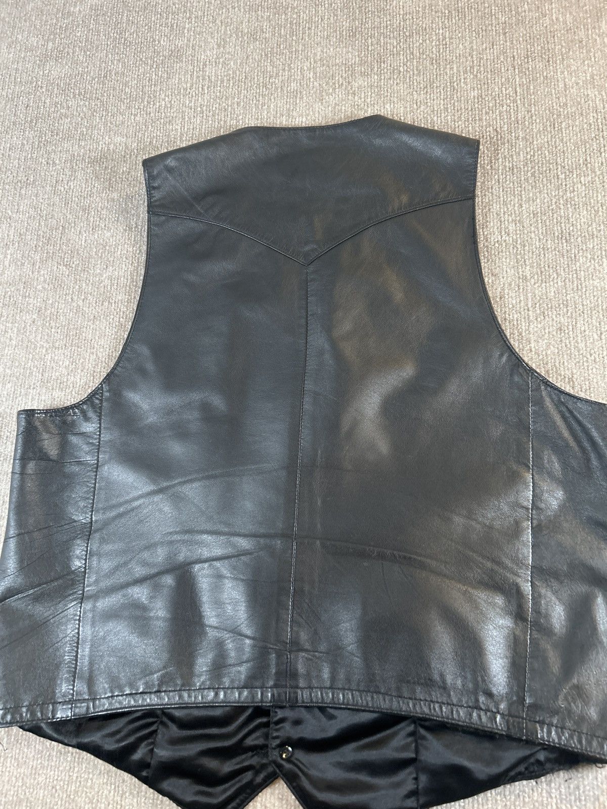 Scully Leather Scully Black Leather Vest 42 – Western Cowboy Biker Vintage Size US L / EU 52-54 / 3 - 6 Thumbnail