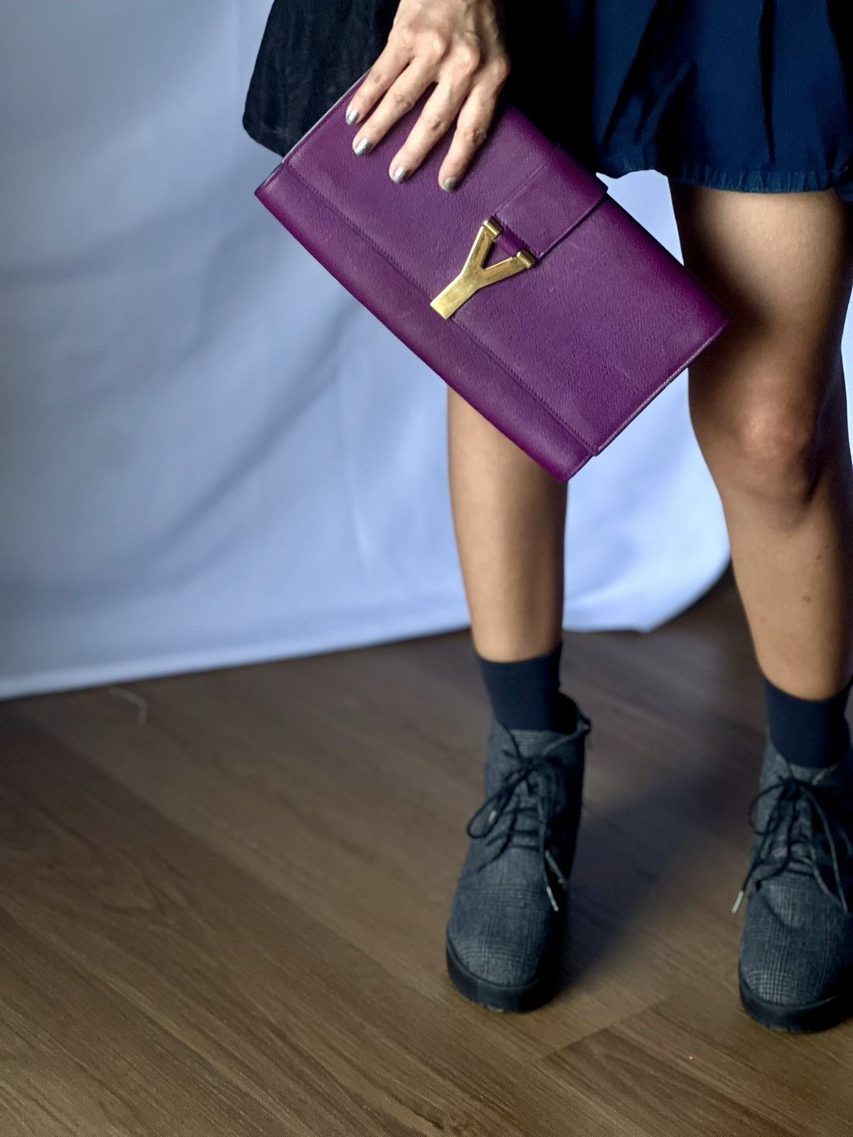 Yves Saint Laurent Saint Laurent Chyc Clutch – Purple Size ONE SIZE - 21 Thumbnail