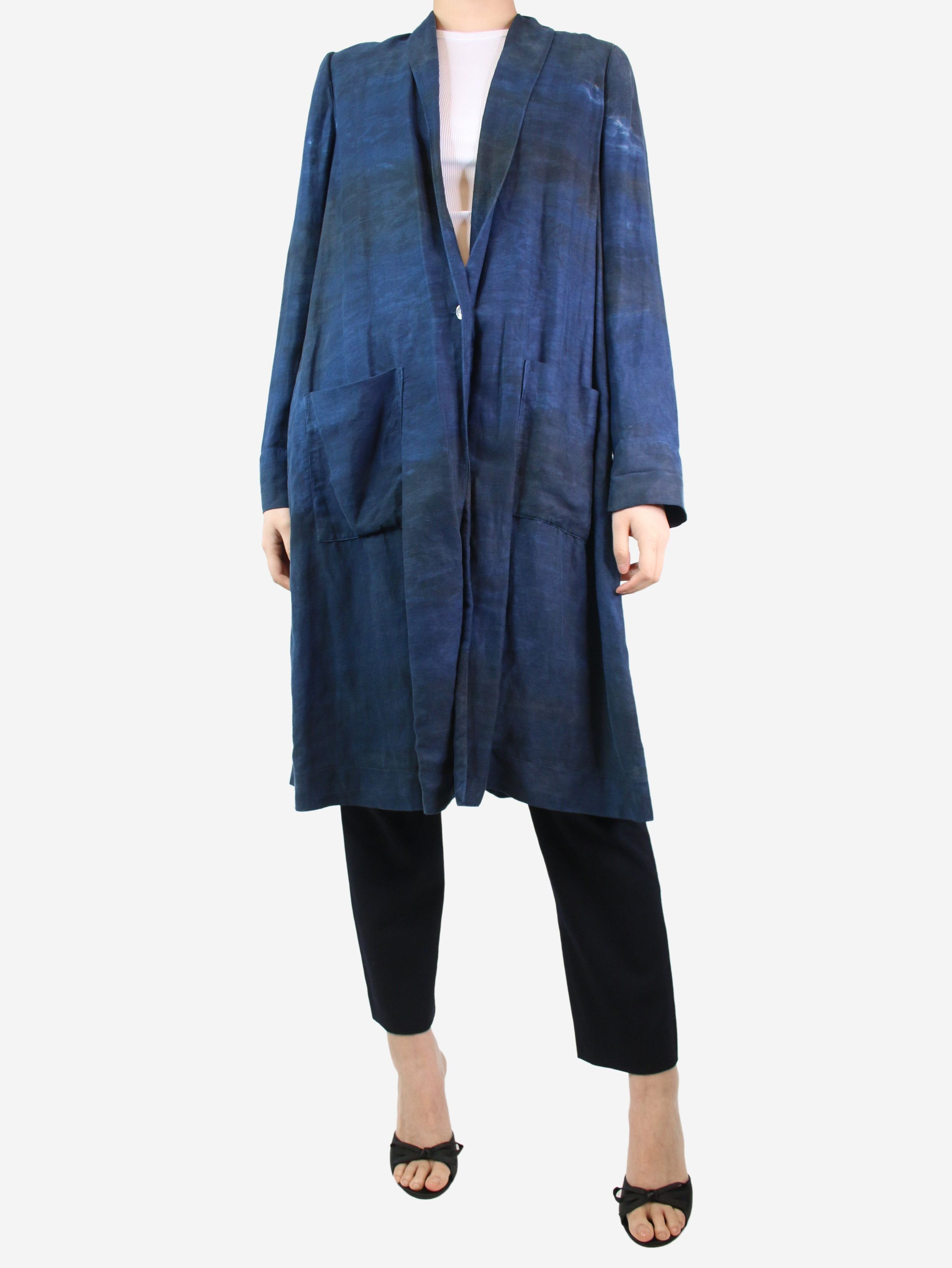 Blue tie-dye patterned jacket - size UK 10