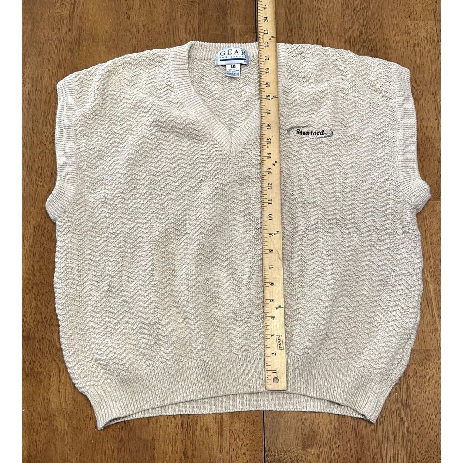 Vintage VINTAGE Gear for Sport Stanford University Sweater Vest Large 90s Beige Sports Mens Size US L / EU 52-54 / 3 - 6 Thumbnail