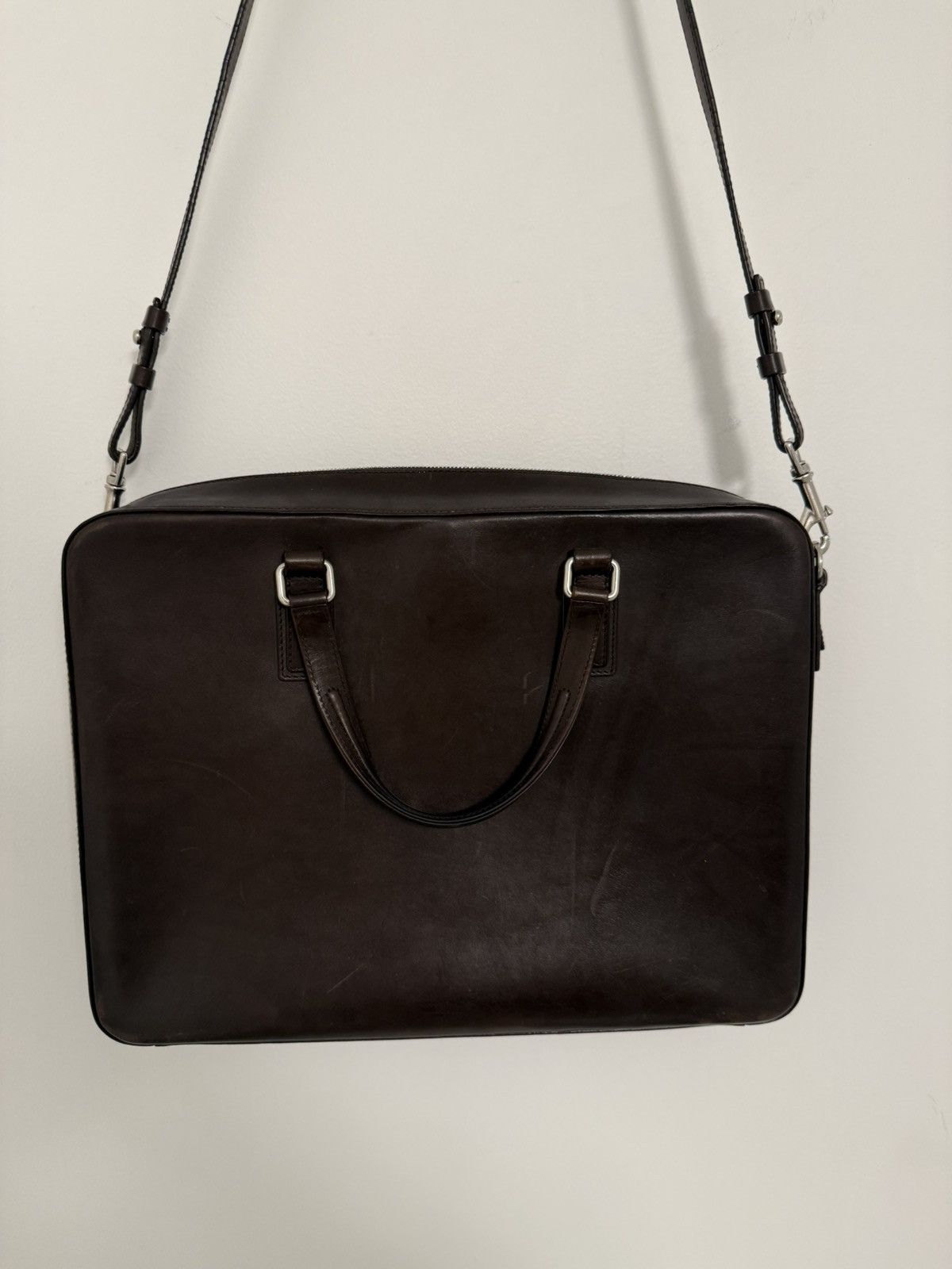 Mismo Mismo Morris Full-Grain Leather Briefcase — Dark Brown Size ONE SIZE - 3 Thumbnail