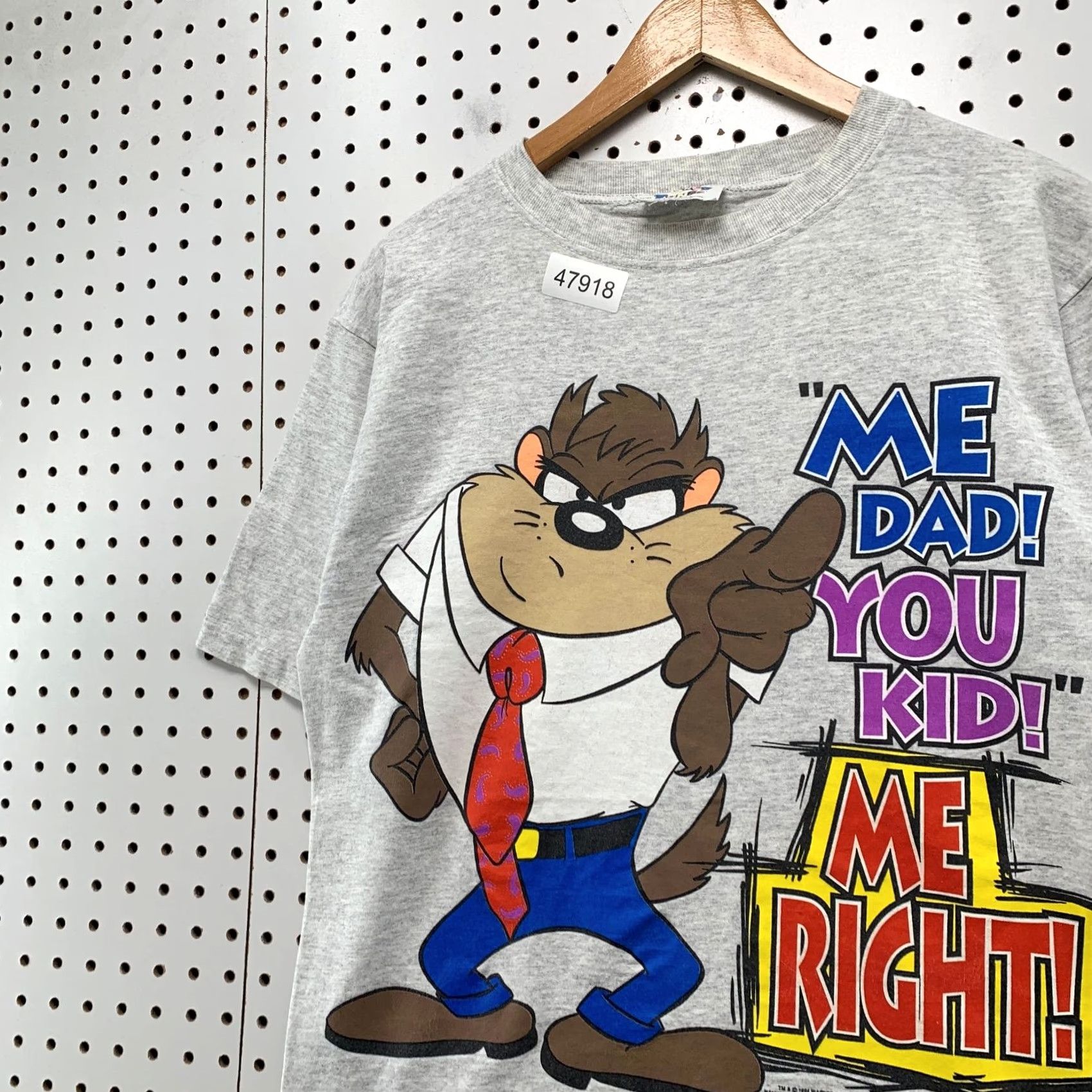 Vintage VINTAGE Looney Tunes TAZ Dad Funny T Shirt Mens M Gray 90s 1990s Single Stitch USA Mens Shirt Size US M / EU 48-50 / 2 - 6 Thumbnail