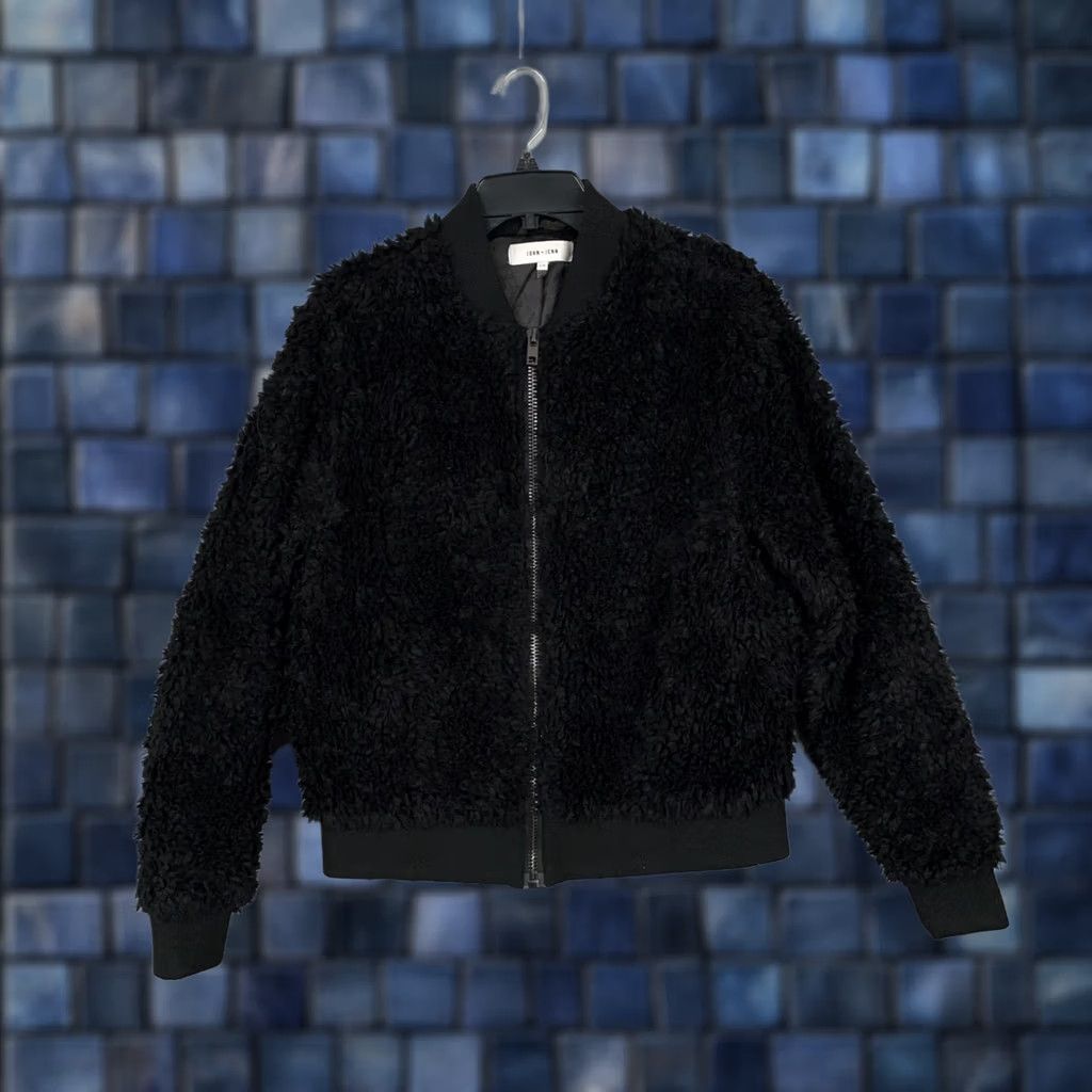 Vintage John + Jenn Jacket Womens Large Black Faux Fur Bomber Zip Up Lined Cozy Size L / US 10 / IT 46 - 1 Thumbnail