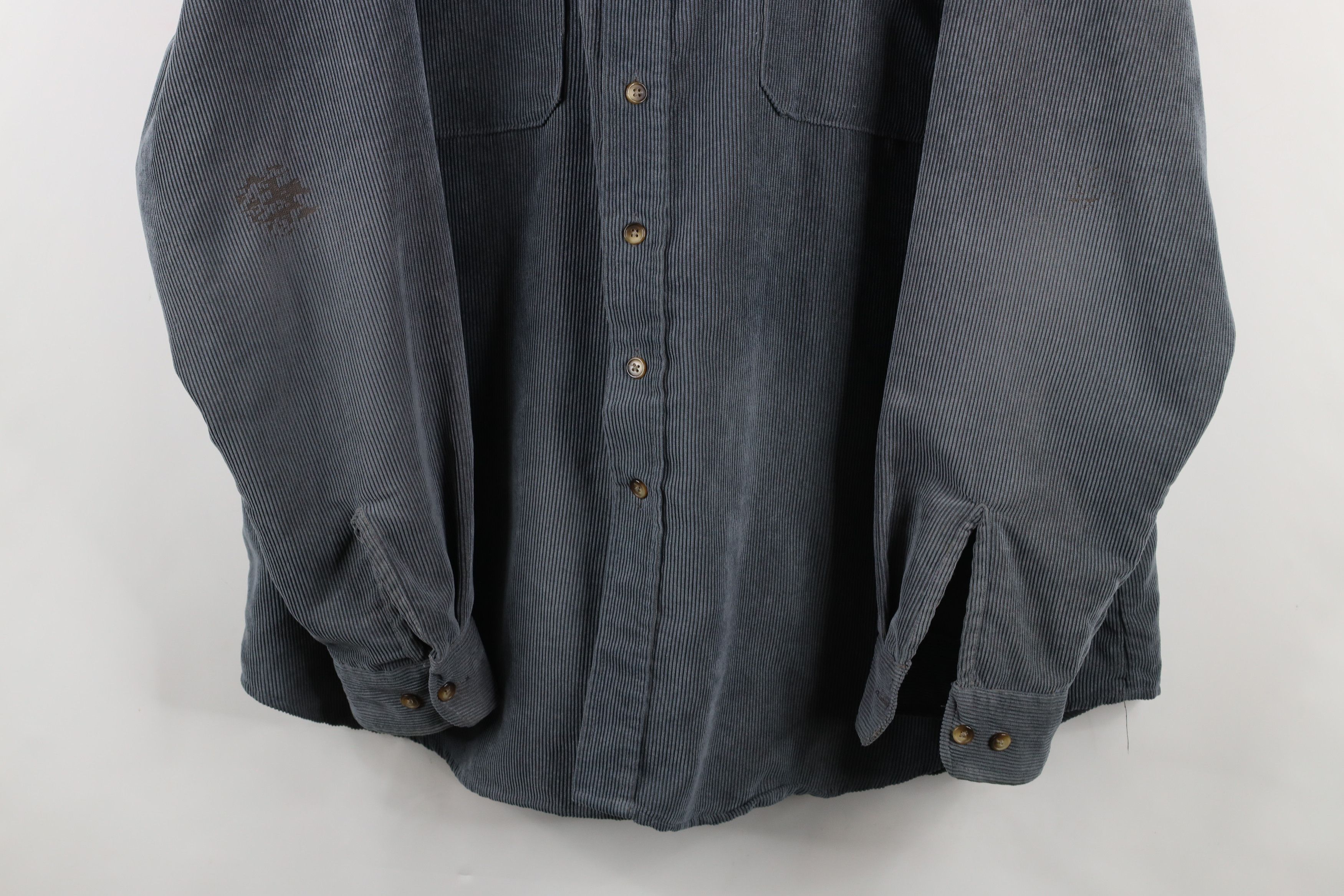 Vintage Vintage 90s Streetwear Corduroy Collared Button Shirt Gray Size US XXL / EU 58 / 5 - 3 Thumbnail