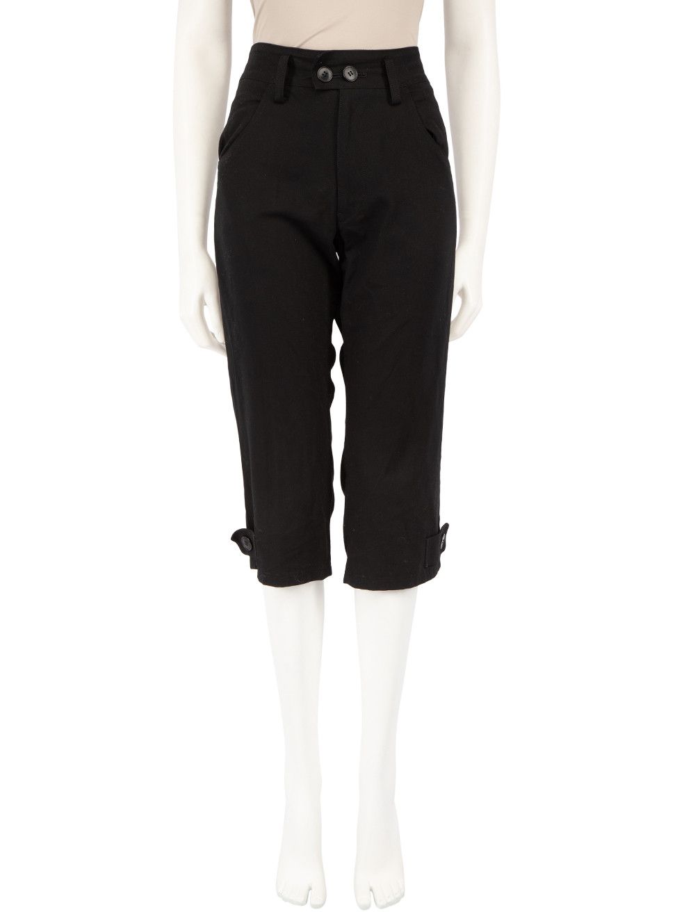 image of Yohji Yamamoto Black Cropped Trousers, Women's (Size 26)
