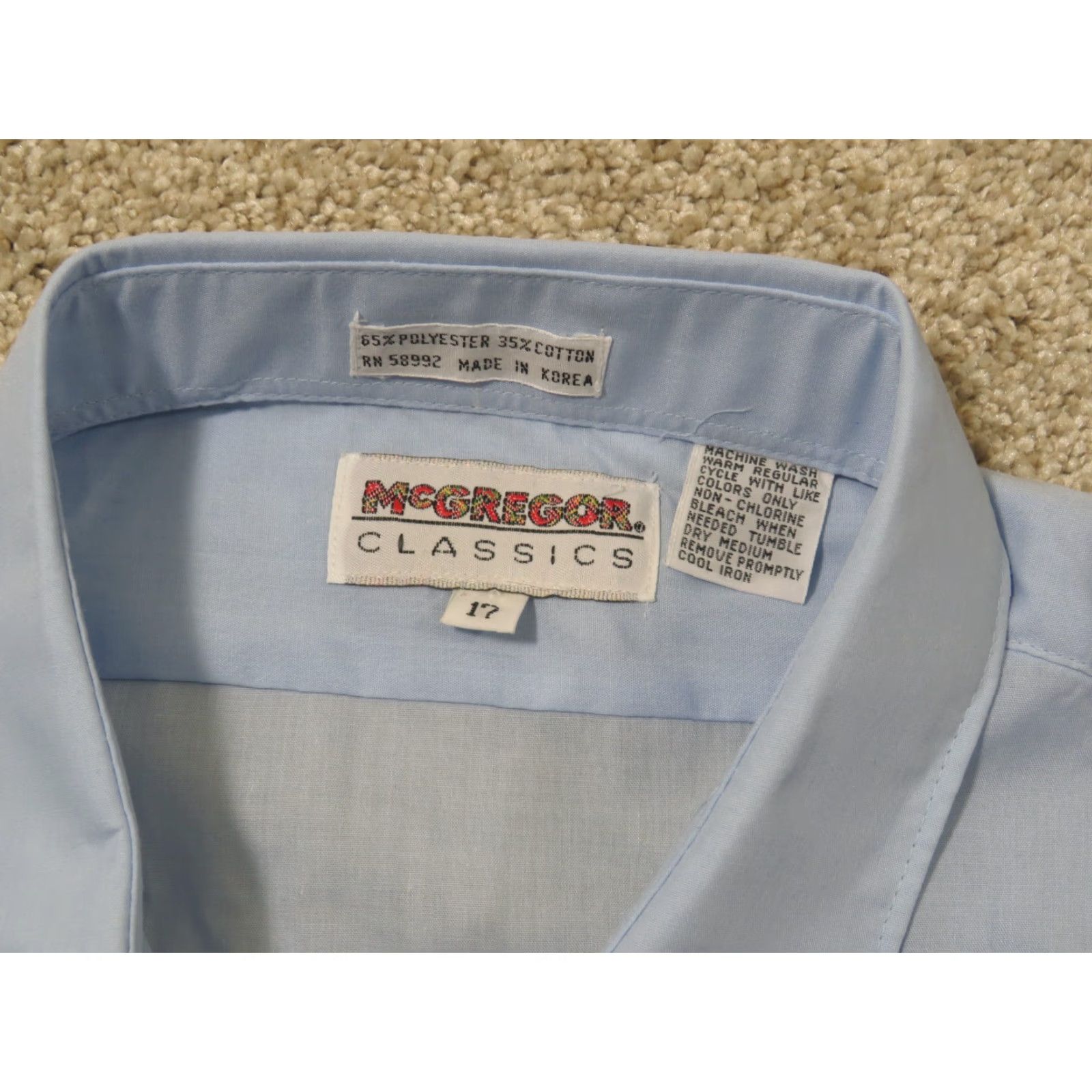 McGregor VINTAGE McGregor Shirt Blue Blue Solid Button-Up Short Sleeve Pocket Men's L Regular Button-Down Collar 17 Size US L / EU 52-54 / 3 - 5 Thumbnail