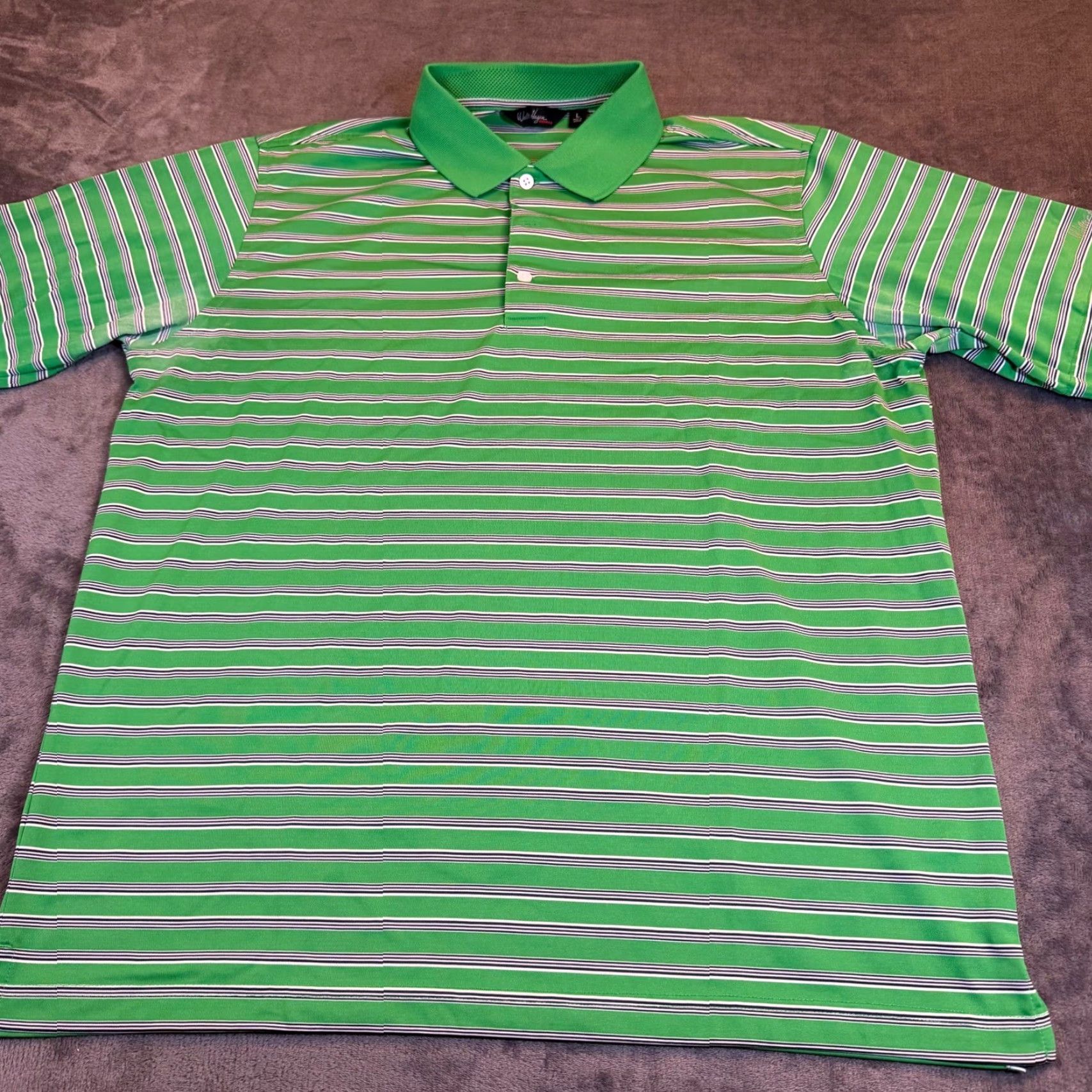 Vintage Walt Hagen Essentials Polo Shirt Striped Green Short Sleeve Mens Large Size US L / EU 52-54 / 3 - 3 Thumbnail