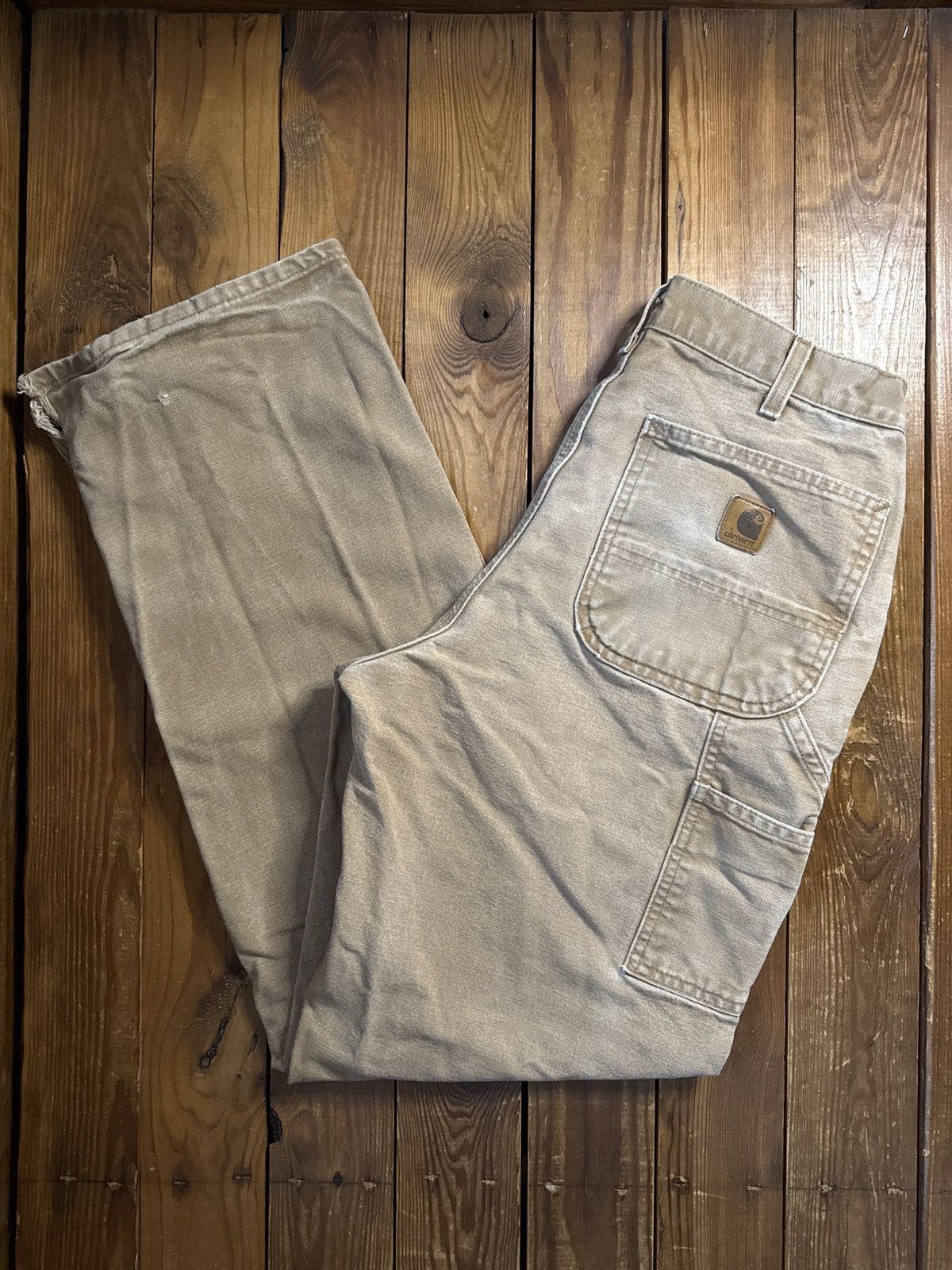 Carhartt Vintage Carhartt Tan Faded Distressed Carpenter Work Pants Size US 30 / EU 46 - 1 Thumbnail