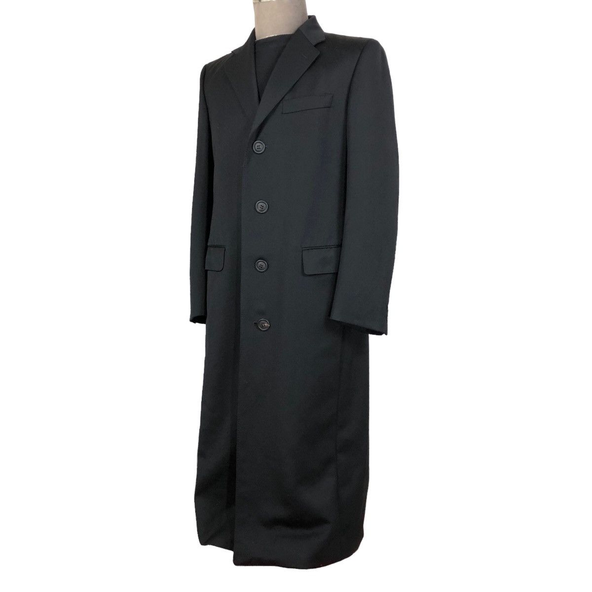 image of Vintage Issey Miyake Men 2000 A/w Laine Wool Overcoat in Black (Size Medium)