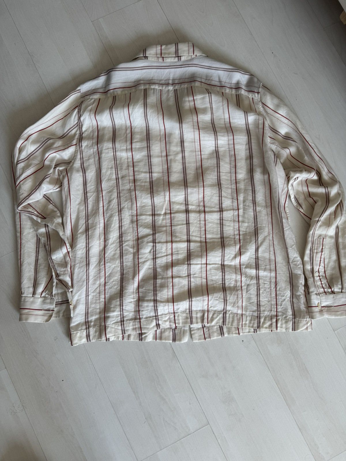 Dries Van Noten Dries van Noten Striped Shirt Camp Collar Red Size US XL / EU 56 / 4 - 3 Thumbnail