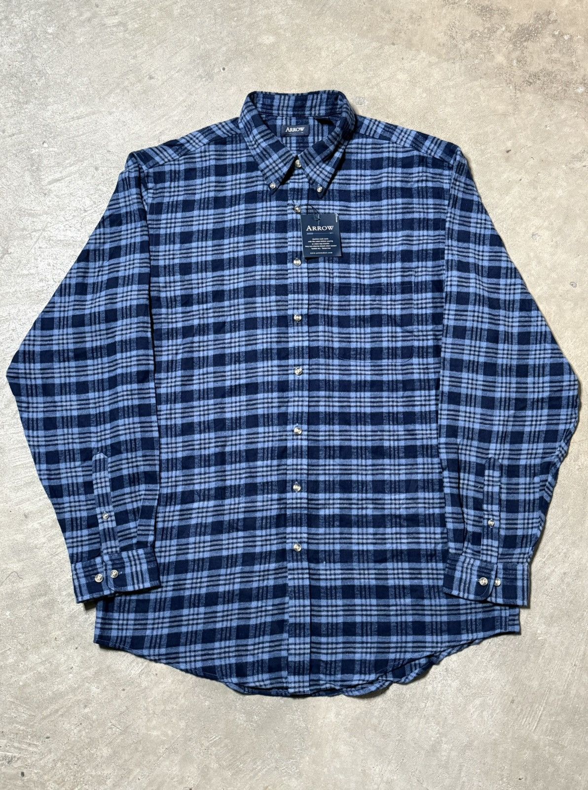 Arrow NWT Arrow Men’s Flannel Shirt LT Large Tall Blue Plaid Size US L / EU 52-54 / 3 - 1 Thumbnail