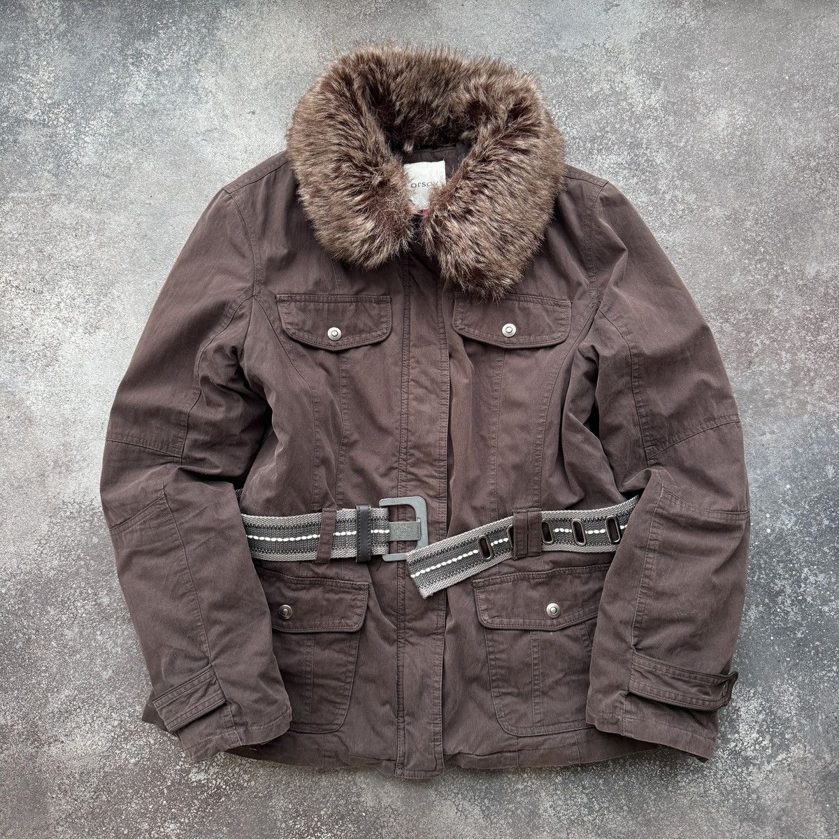 Orsay Y2K Vintage Military Utility Style Belted Jacket