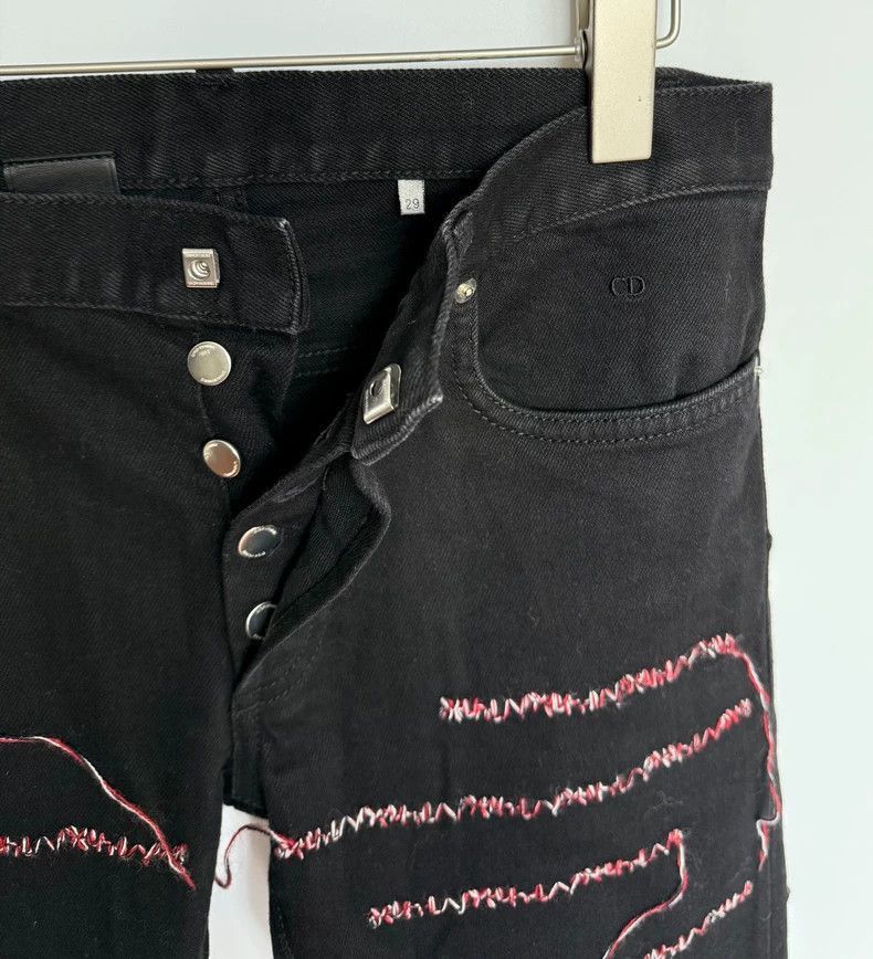Dior Dior Red Line Embroidered Fringed Jeans-2506 Size US 29 - 6 Thumbnail