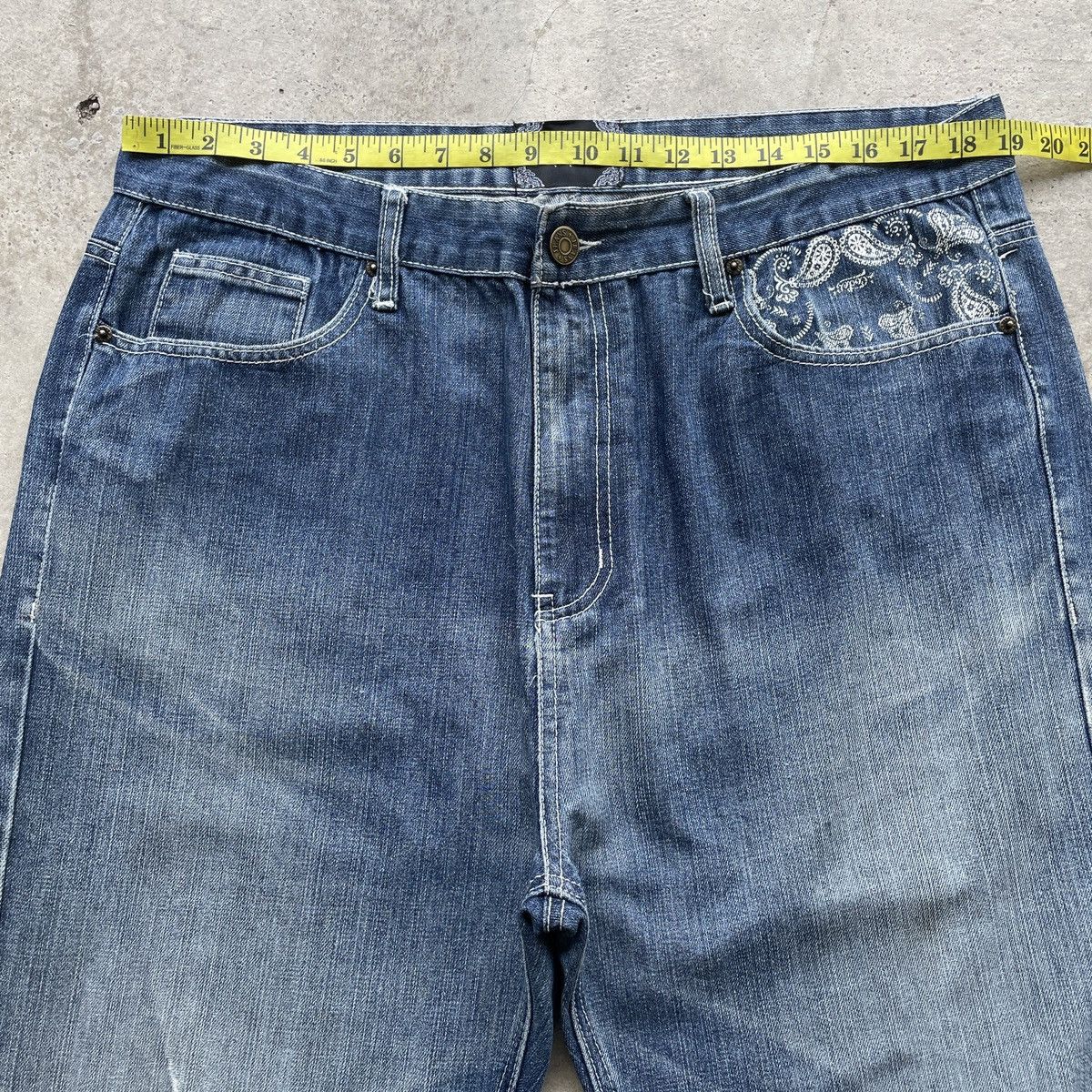 Japanese Brand × Jean × Vintage W38💥 Vintage Code:G Distressed Embroidery Faded Jeans Pants Size US 38 / EU 54 - 4 Thumbnail