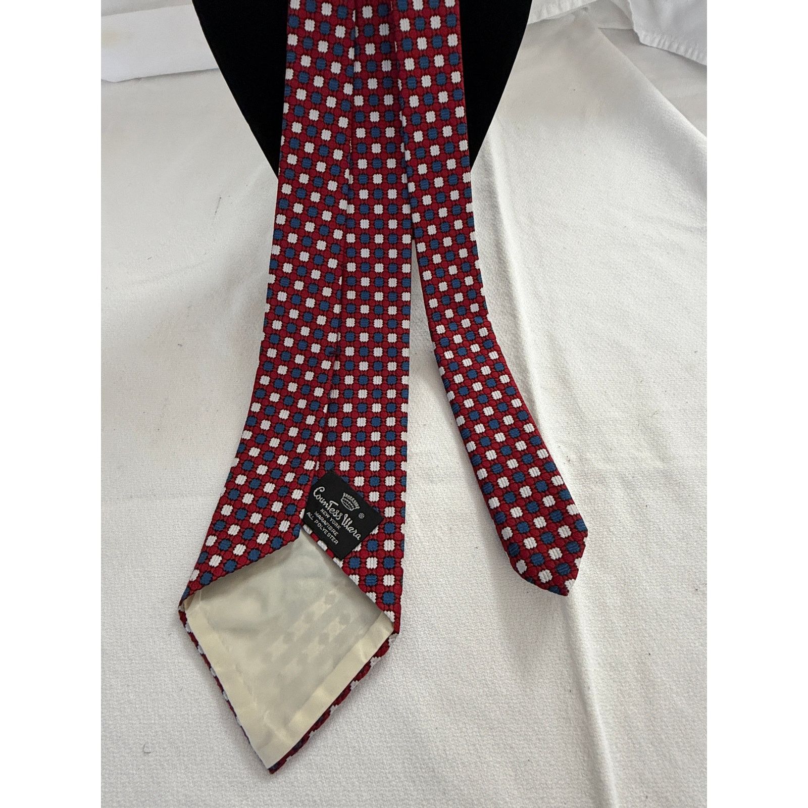 Countess Mara Countess Mara Red/White/Blue Geometric Tie - Vintage Size ONE SIZE - 4 Thumbnail