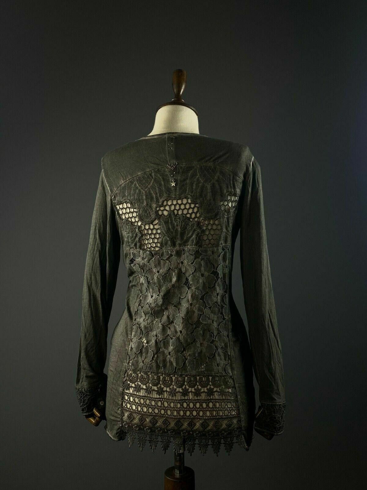 Designer Ladies Tredy Grey Mesh Floral V-Neck Tunic Dress Size 36 Size M / US 6-8 / IT 42-44 - 6 Thumbnail