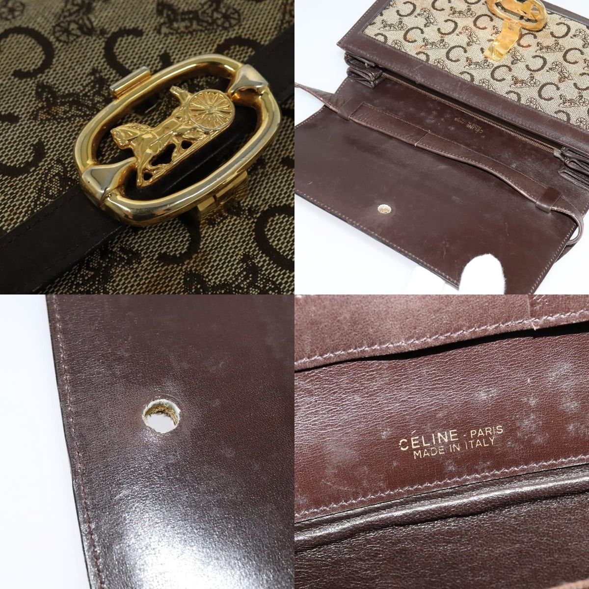 Celine CELINE C Sulky Shoulder Bag Canvas Brown Gold Size ONE SIZE - 11 Thumbnail