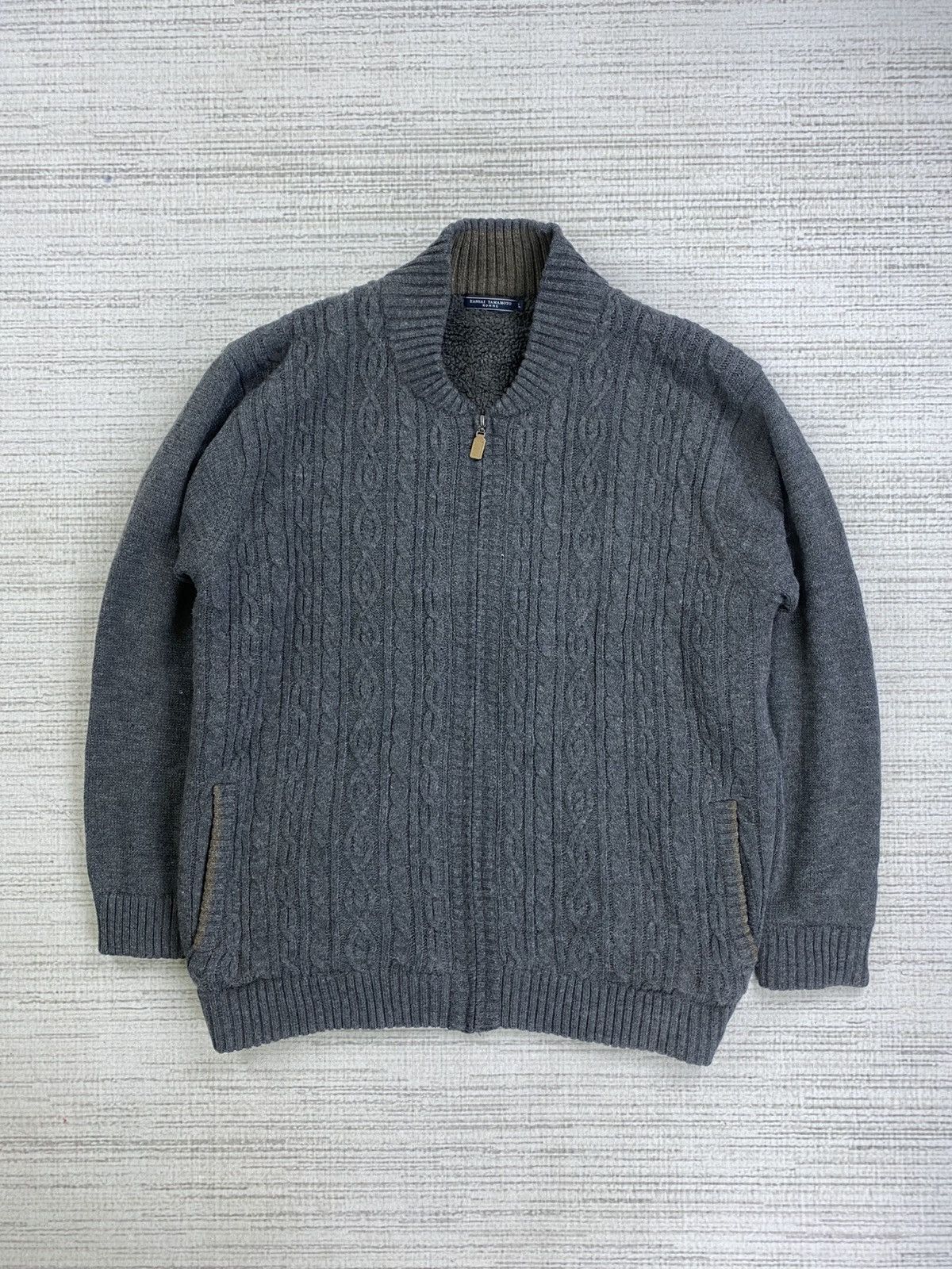 Japanese Brand × Kansai Yamamoto × Vintage Vintage Kansai Yamamoto Homme Lined Sherpa Knit Jacket Size US L / EU 52-54 / 3 - 1 Thumbnail