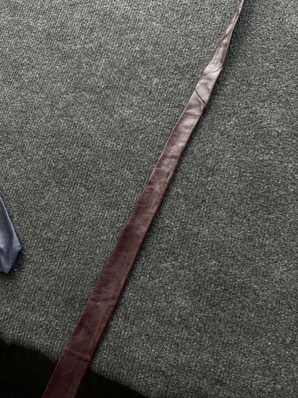 Other 🚨 LEATHER BURGUNDY ITALY TIE LUXURY VNTG RARE OLD MONEY Size ONE SIZE - 7 Thumbnail