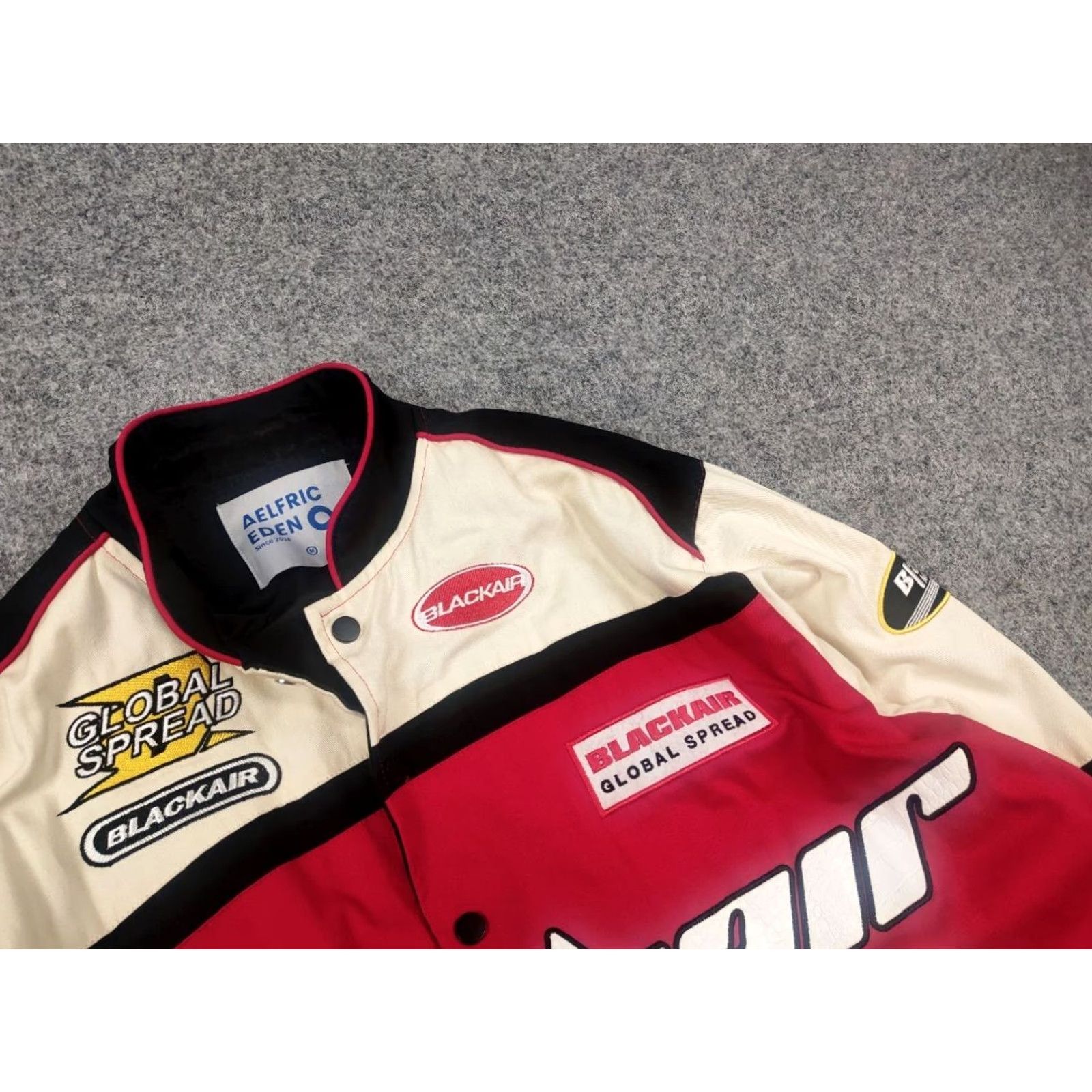 Vintage Aelfric Eden Blackair Motorsports Vintage Racing Bomber Jacket Logo Y2K Style Mens M Black Logo 90s Racing Jacket Size US M / EU 48-50 / 2 - 6 Thumbnail
