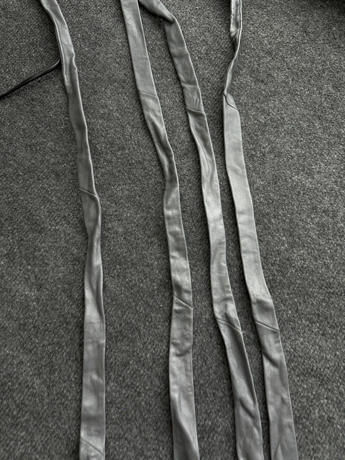 Other 🚨 LEATHER GRAY ITALY TIE LUXURY VNTG RARE OLD MONEY Size ONE SIZE - 5 Thumbnail