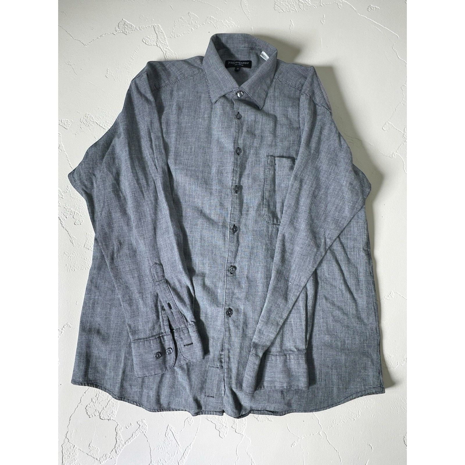 Yves Saint Laurent Yves Saint Laurent Dress Shirt Mens Large Black Button Down Size US L / EU 52-54 / 3 - 1 Thumbnail