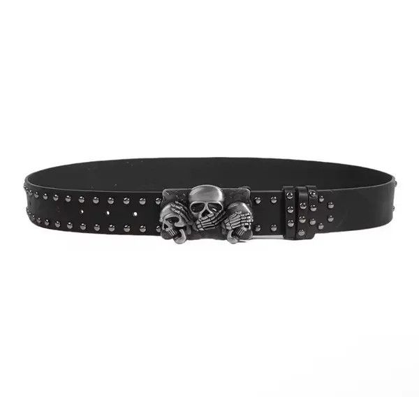 Japanese Brand Unisex Trendy Gothic Punk Skulls Buckle Belt Size 32 - 4 Thumbnail