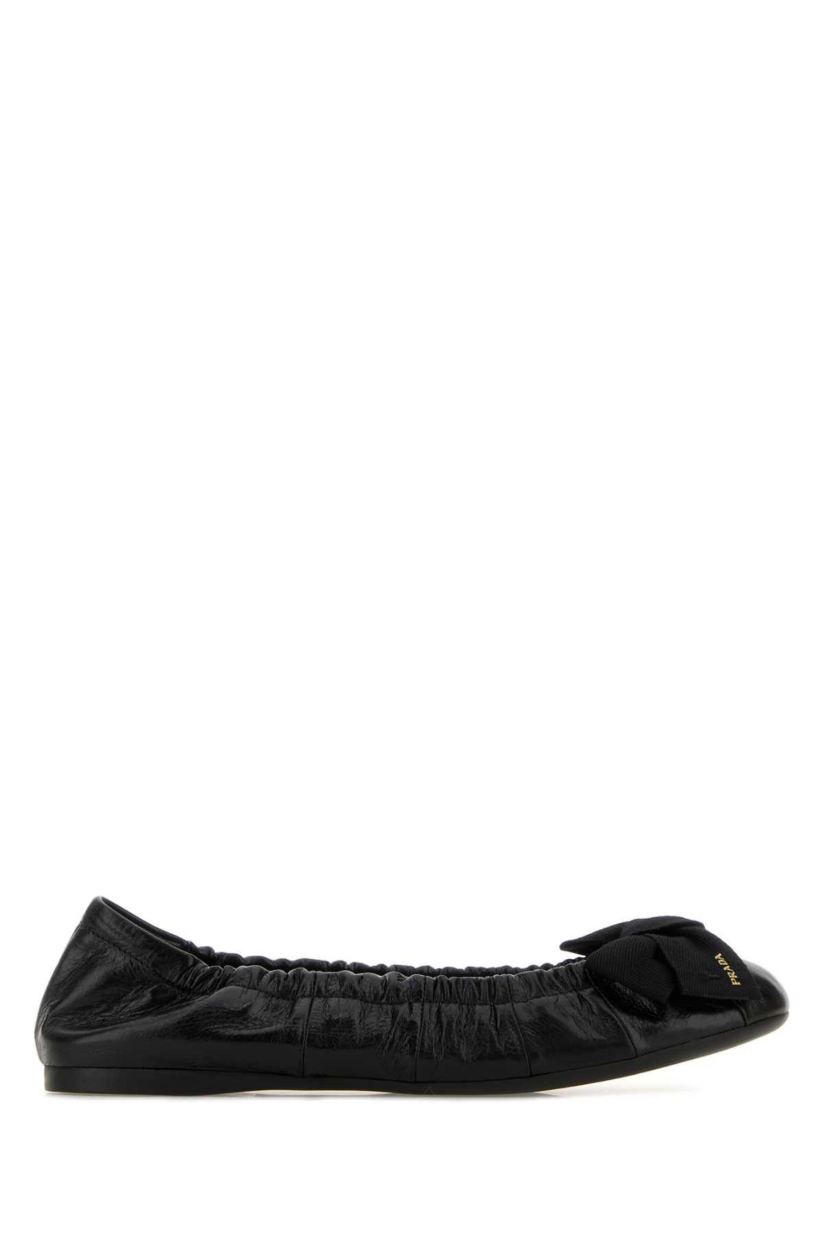 Black Leather Ballerinas
