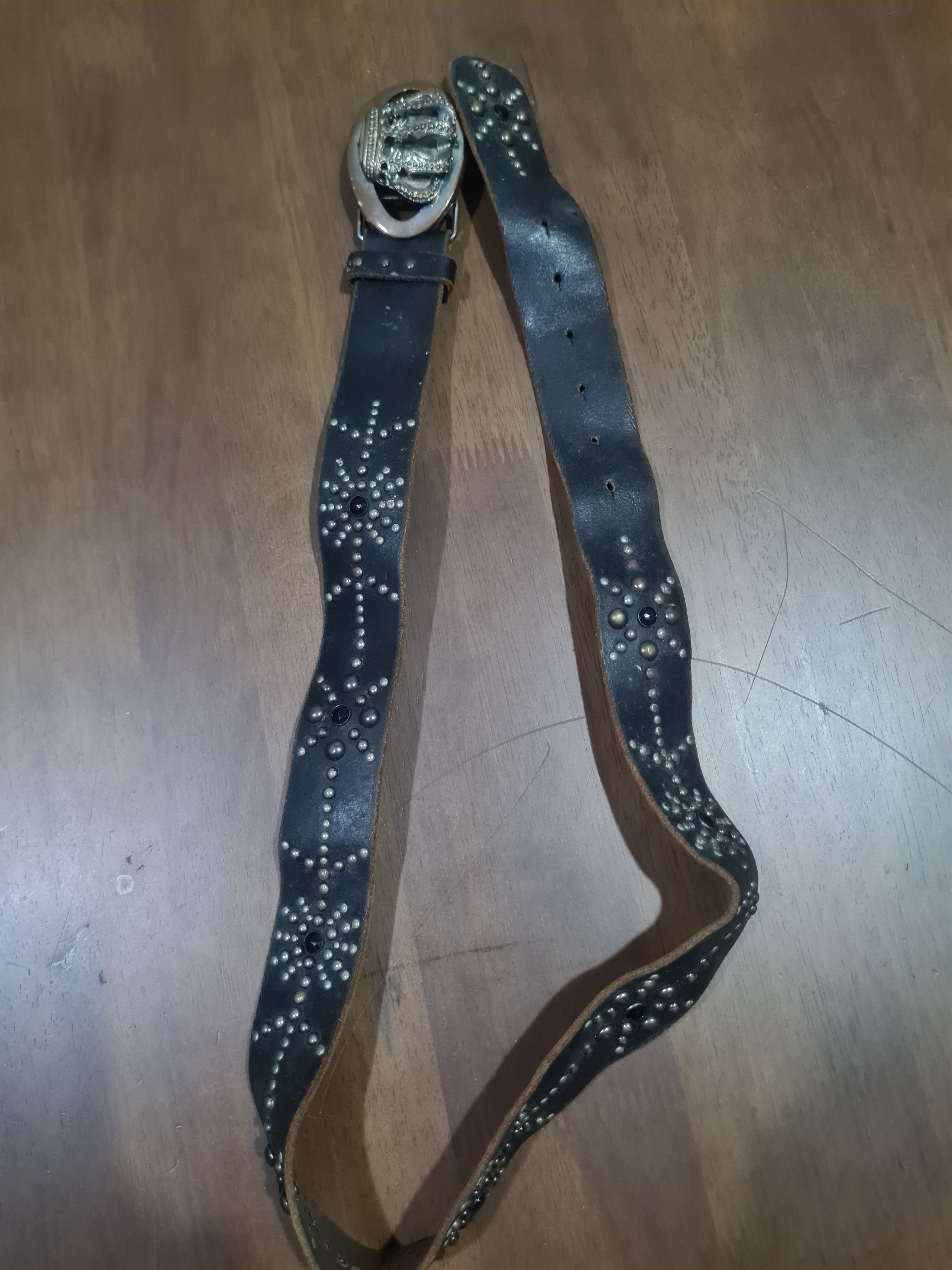 Hollywood Trading Company Custommade black studded leather belt Size 30 - 1 Thumbnail