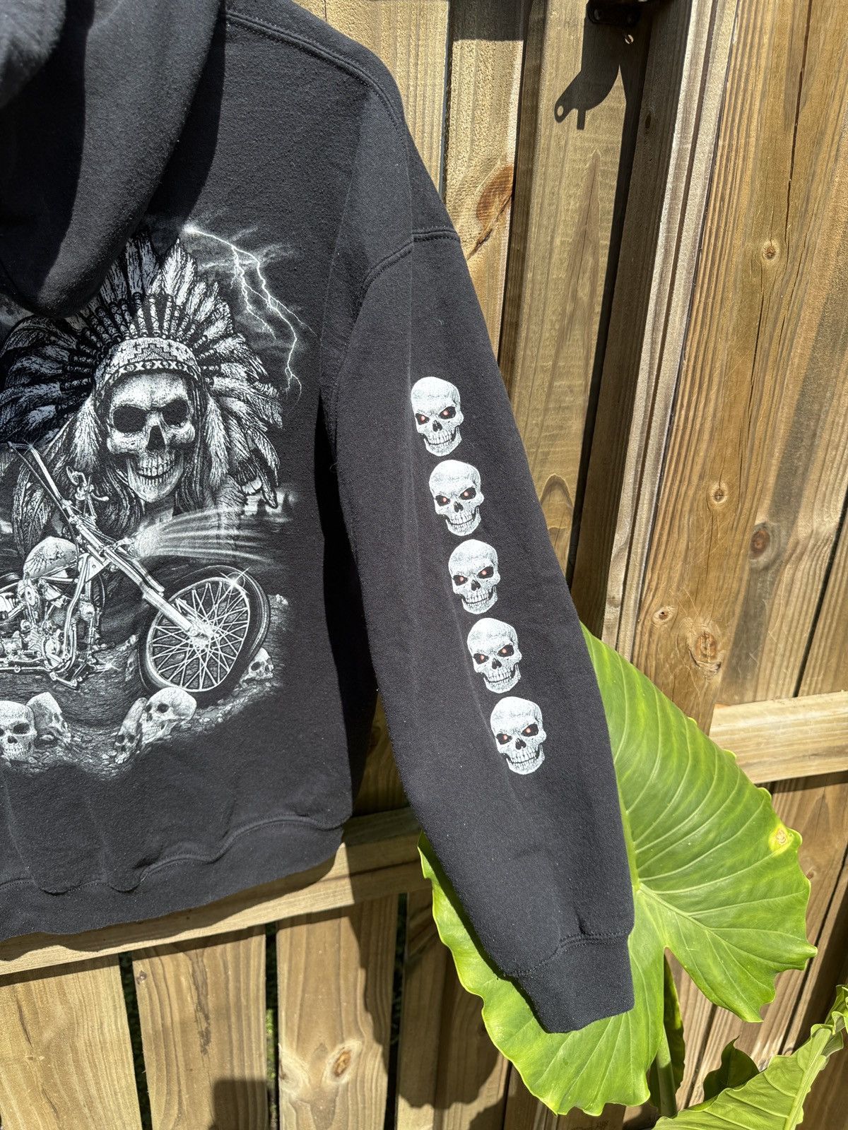 Harley Davidson × Vintage Crazy Vintage Y2K Bike Week Skull Biker Grunge Black Hoodie Size US L / EU 52-54 / 3 - 3 Thumbnail