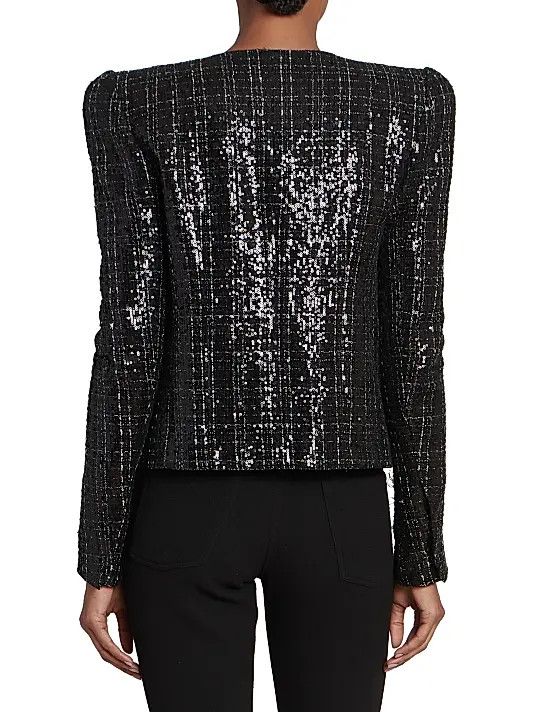 Balmain o1s1wg110825 Glitter Tweed Jacket in Black Size XL / US 12-14 / IT 48-50 - 4 Thumbnail