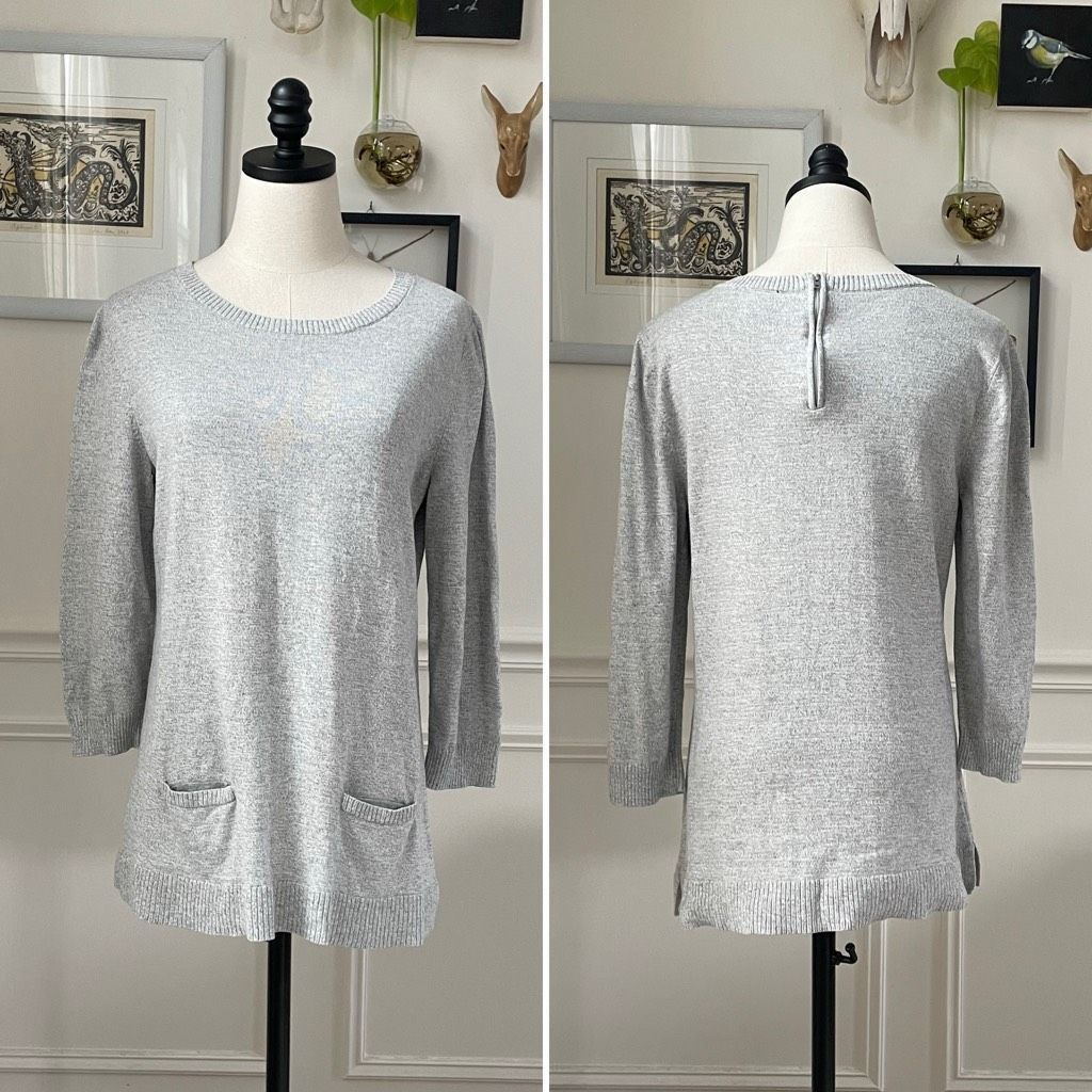 Other Talbots Grey Tunic Sweater Welt Pockets Back Neck Zip M Size M / US 6-8 / IT 42-44 - 1 Thumbnail