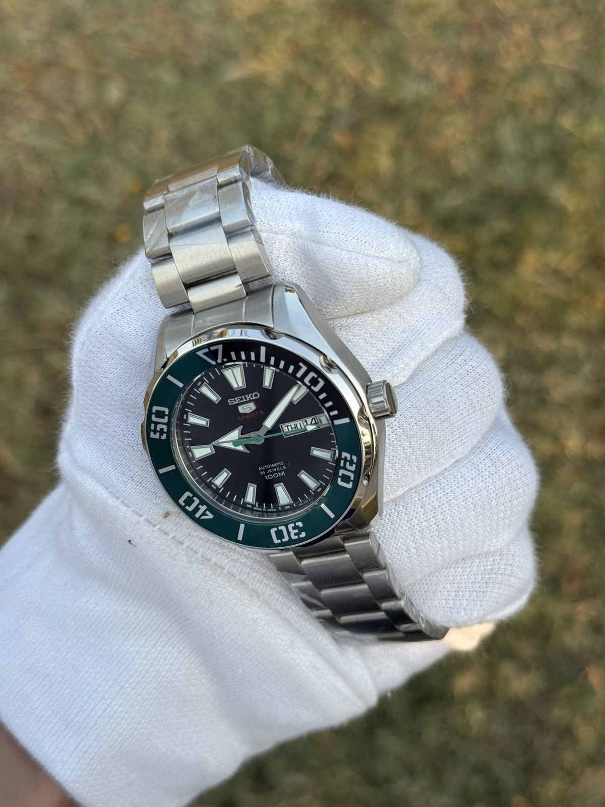 Seiko Seiko 5 Sports MOD – Green Diver Bezel– Automatic men watch Size 38 - 15 Thumbnail