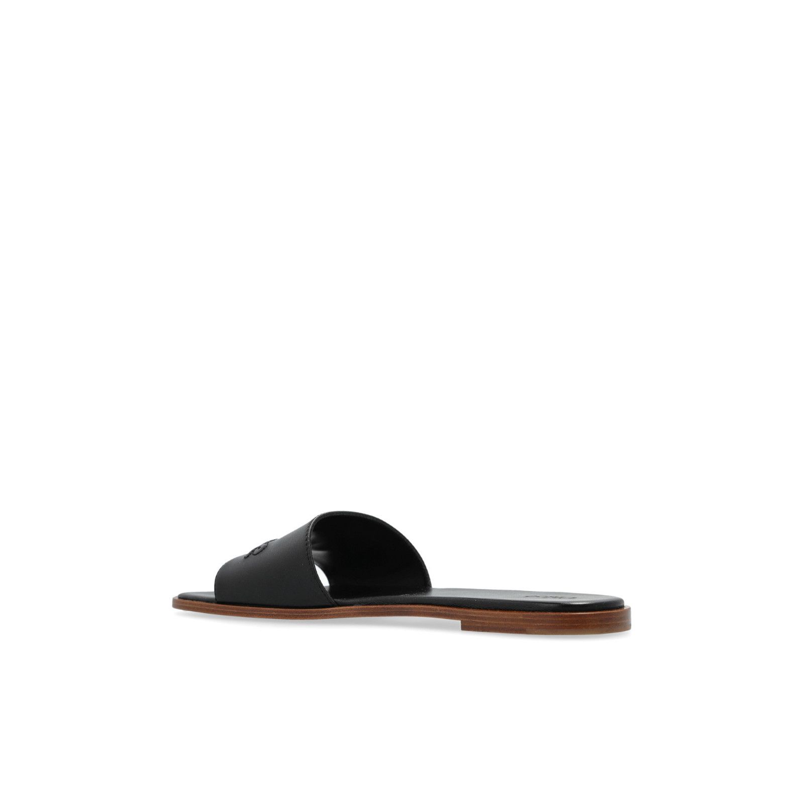 Chloe Flower Black Leather Flip Flops New & Authentic (Women