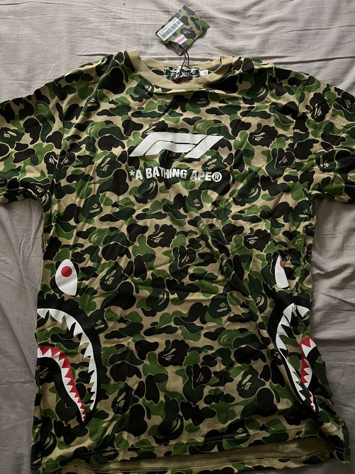 image of Bape X Formula One F1 Abc Shark Tee in Green, Men's (Size XL)