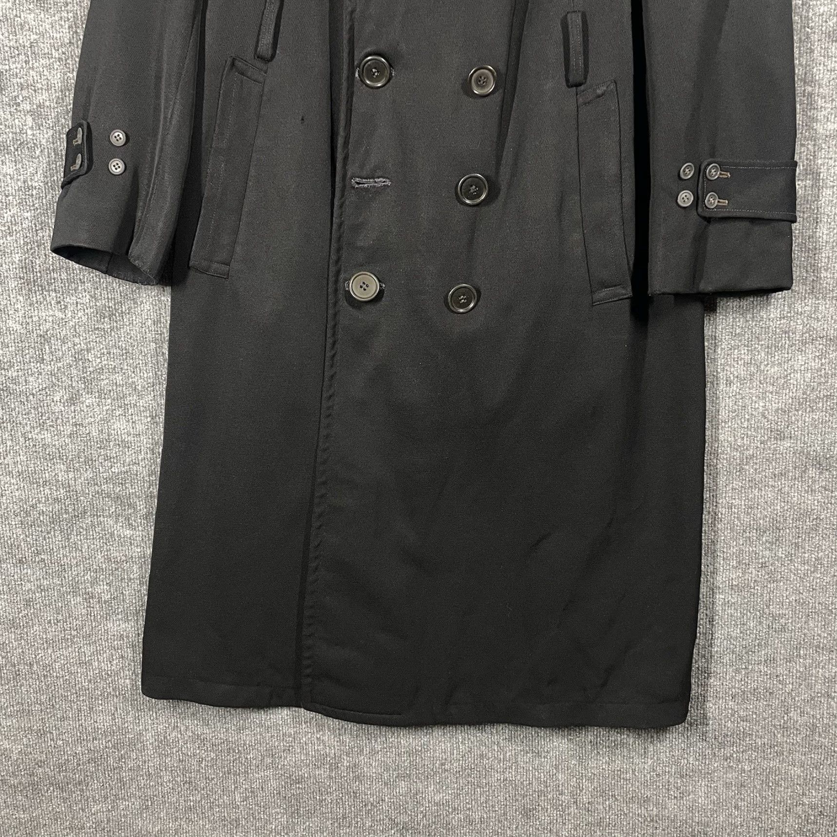 Vintage VINTAGE WWII 40s Gabardine Whipcord Trench Coat Mens 38 Black Wool Military USN Size US XXS / EU 40 - 6 Thumbnail