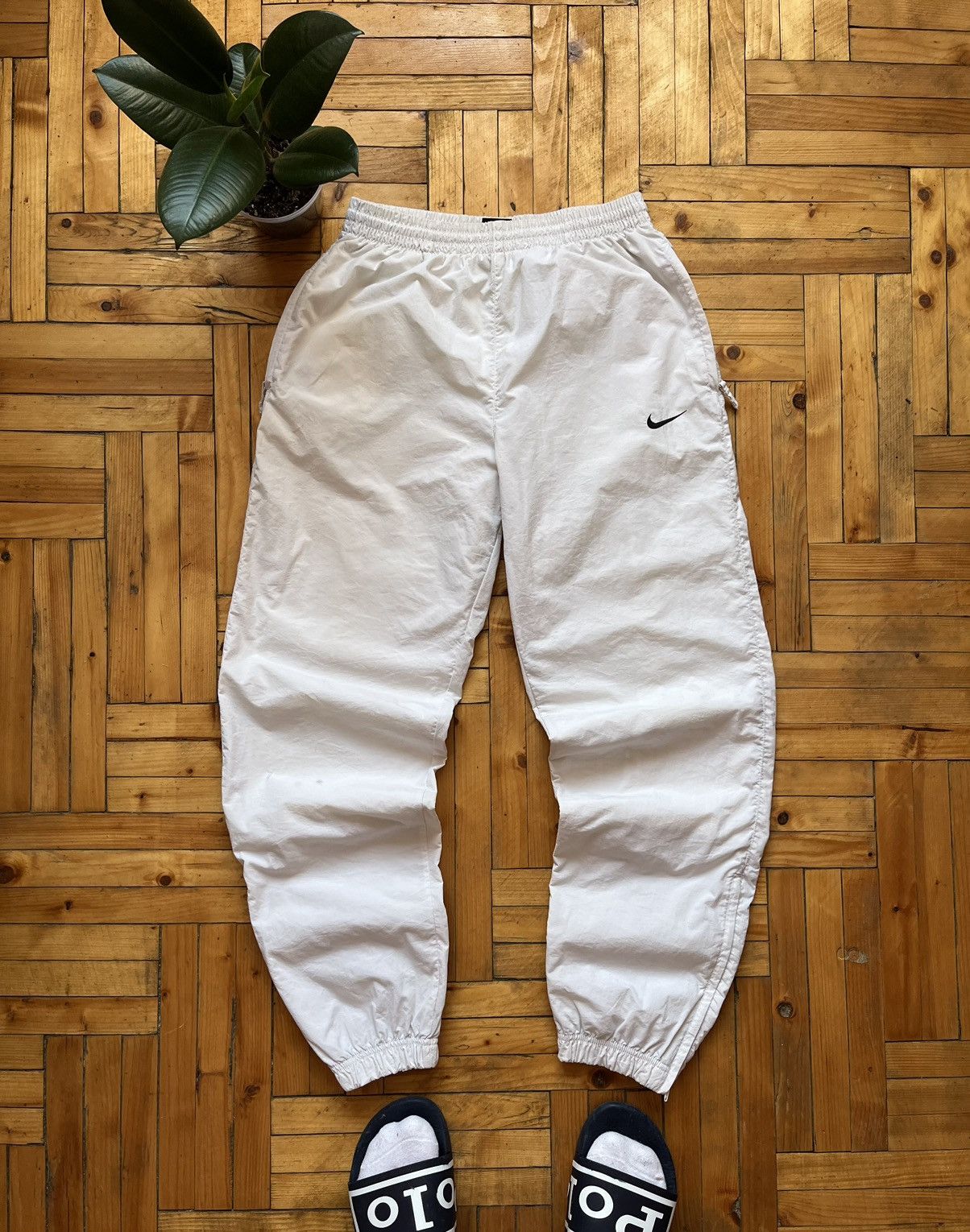 Nike Vintage 90's White Nylon Track Nylon Pants