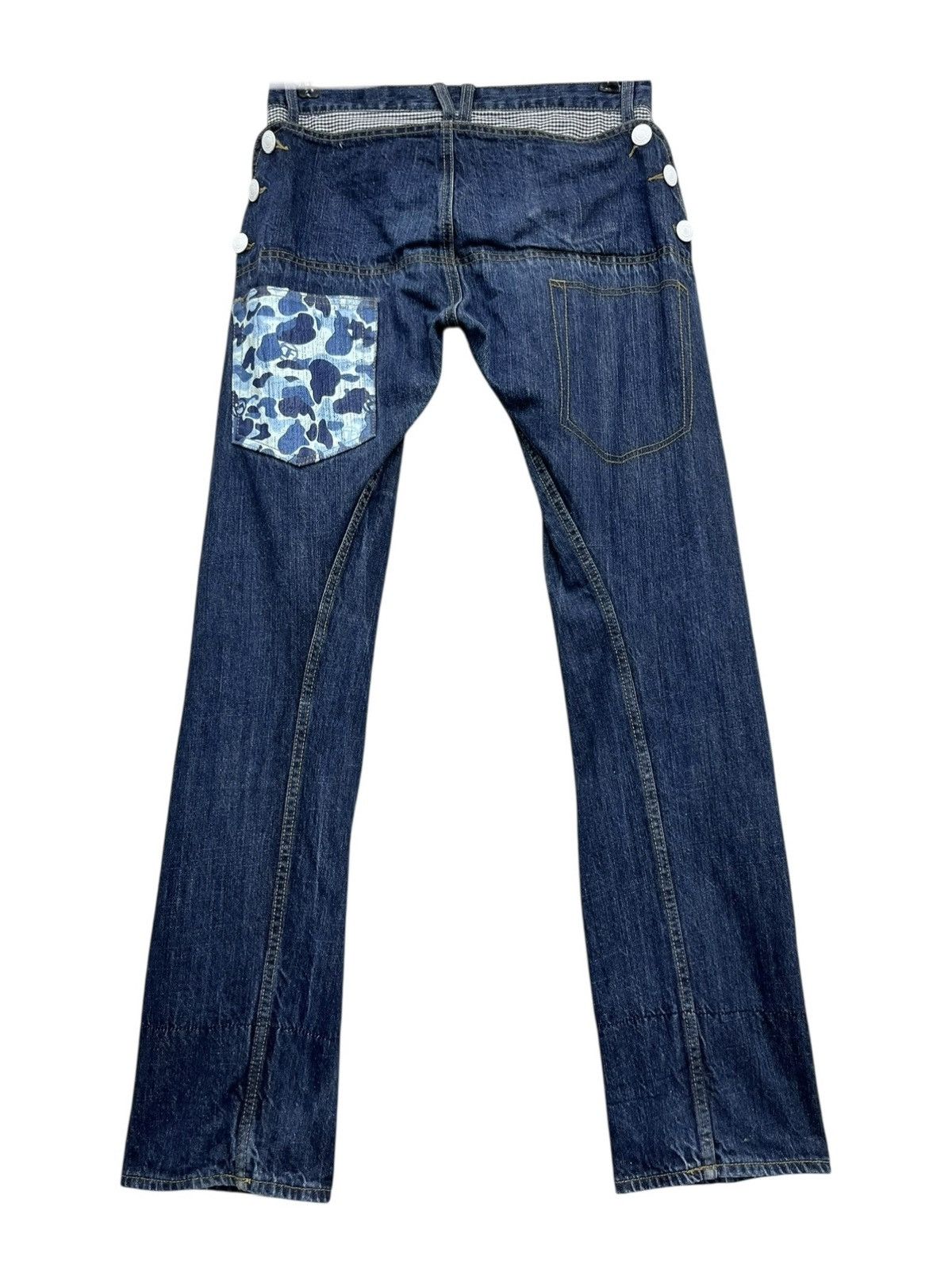 Japanese Brand RARE🔥Butt Flap ABC CAMO BLUE Design Pocket Japan’s Jeans Size US 29 - 4 Thumbnail