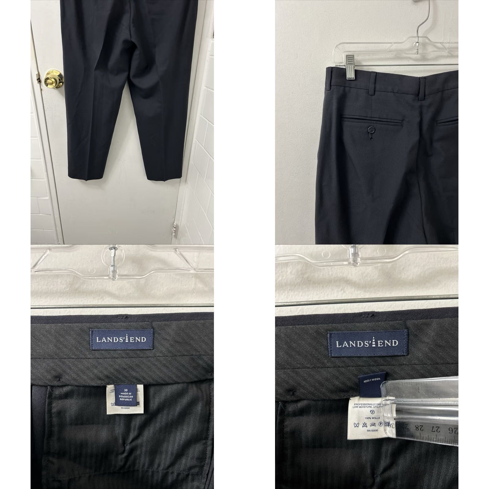 Lands' End Lands' End Dress Pants Mens Regular 30x26 Navy 100% Wool Flat Front Trousers Dress Pants Size US 30 / EU 46 - 8 Thumbnail