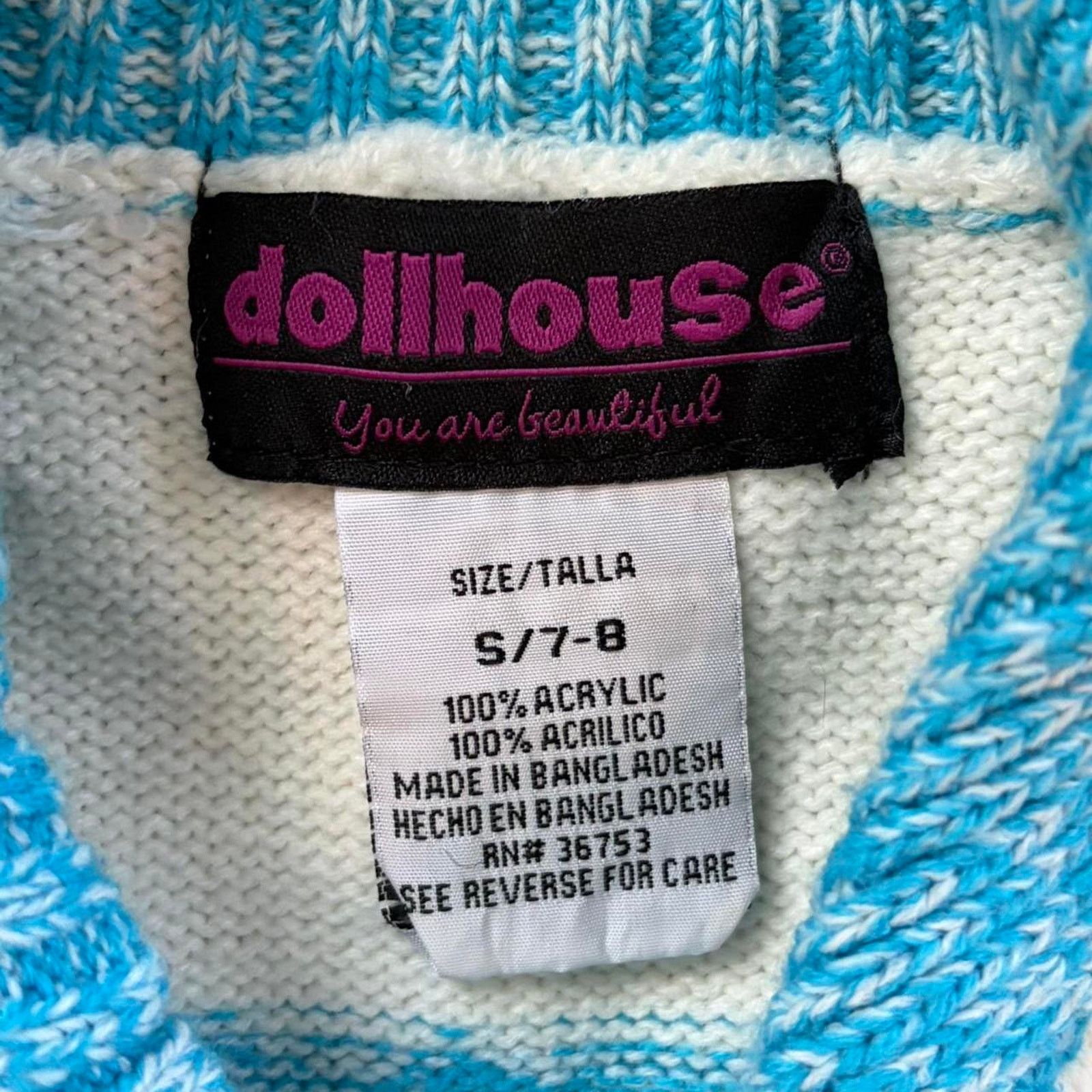 Other Blue & White Vintage Dollhouse Knit Mini Dress Size S / US 4 / IT 40 - 2 Thumbnail