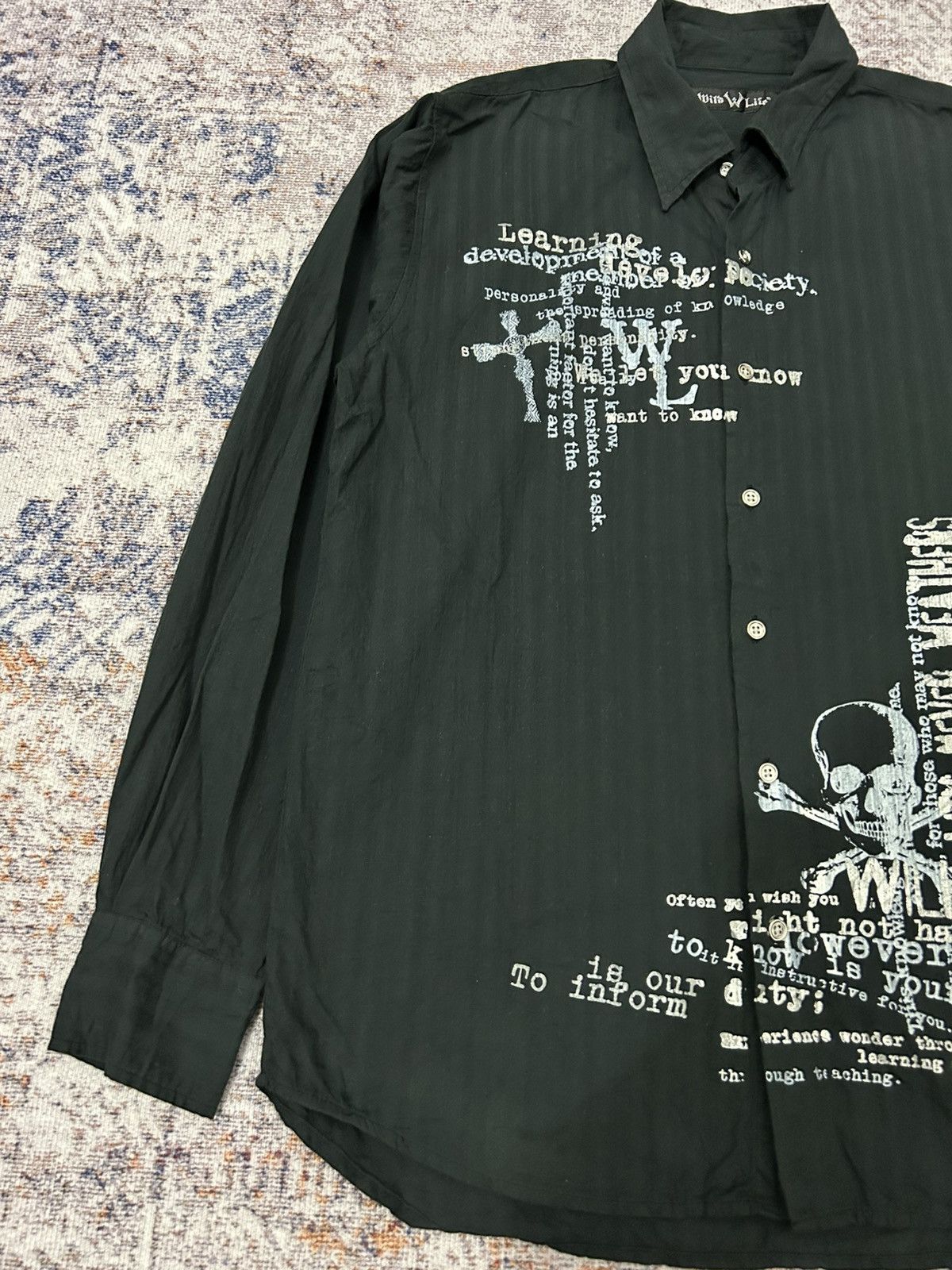 If Six Was Nine Wild Life Poem Cross Skull Long Button Shirt Size US L / EU 52-54 / 3 - 3 Thumbnail