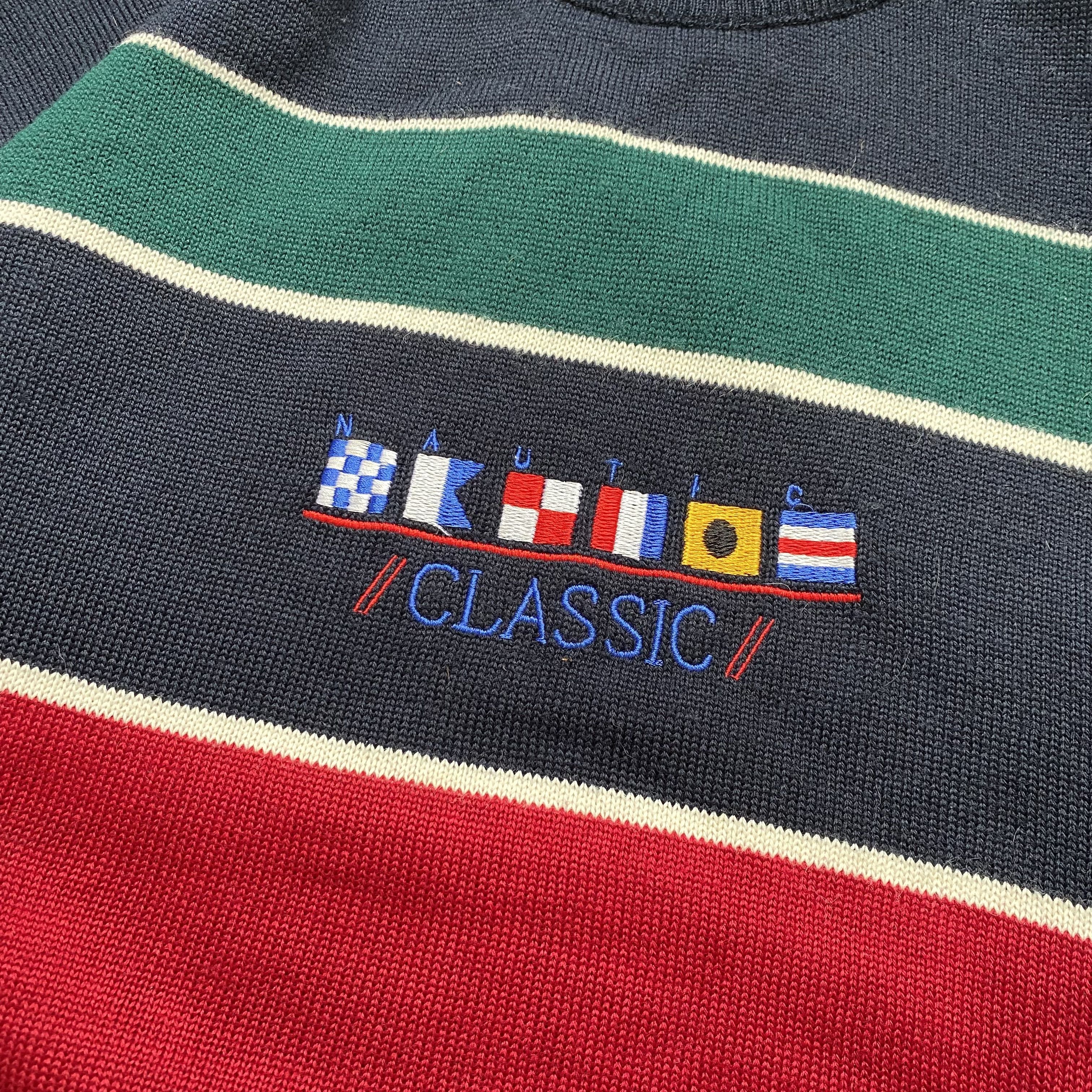 Nautica 🛥️ Vintage 90s Cozy Nautica wool sweater striped knitwear Size US L / EU 52-54 / 3 - 4 Thumbnail