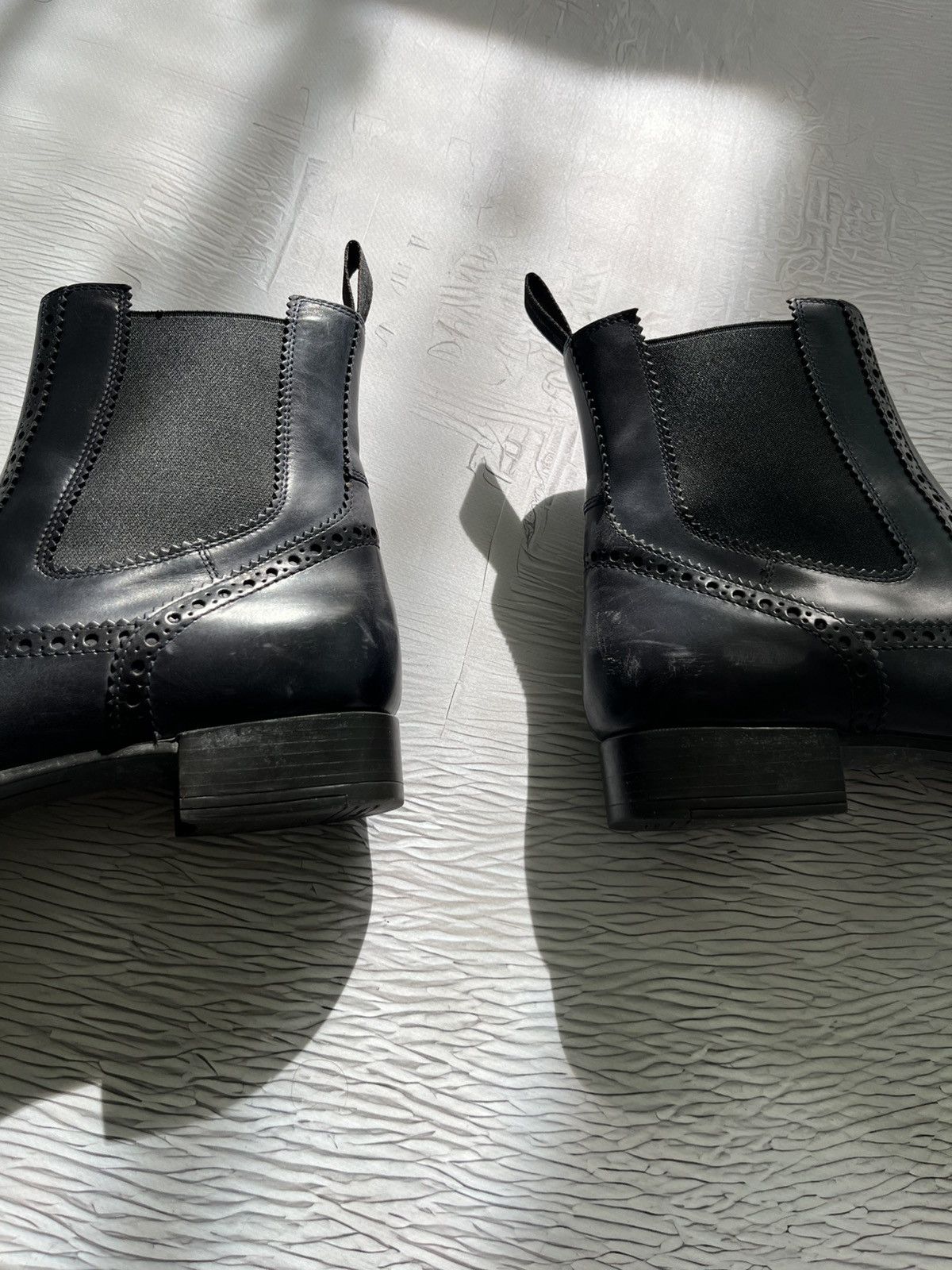 Santoni Santoni Wingtip Chelsea Ankle Boots Black Leather Women Size US 10.5 / IT 40.5 - 6 Thumbnail