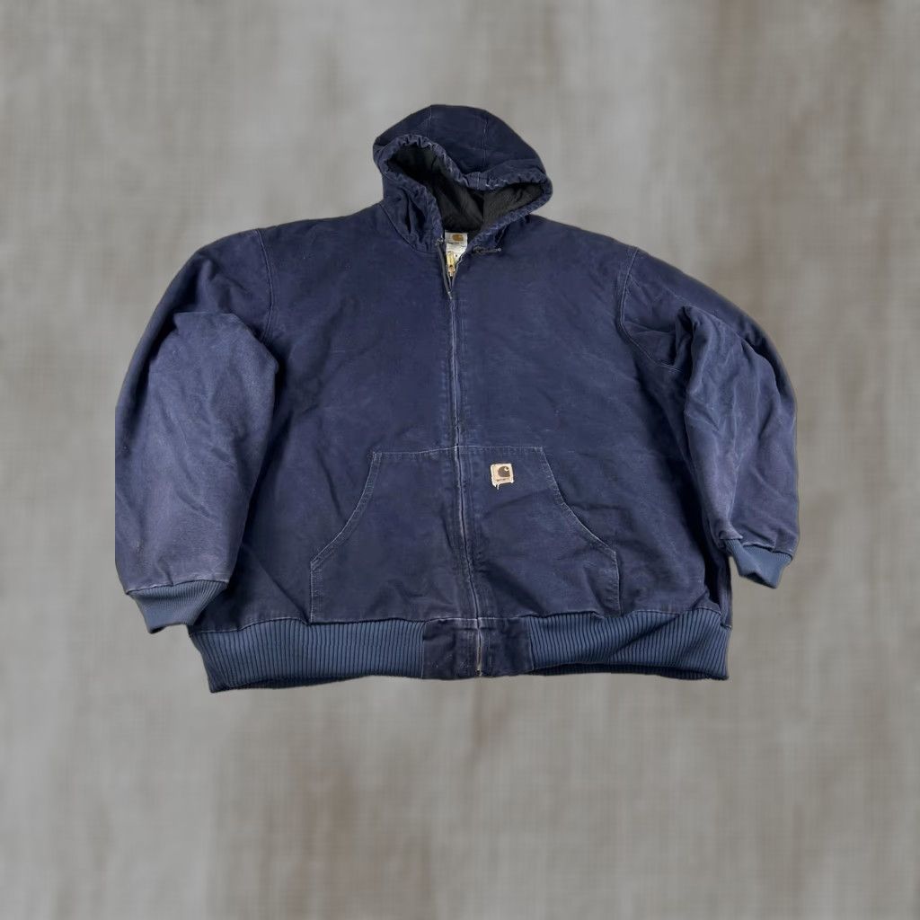 Carhartt VINTAGE Carhartt Jacket Mens 4XL Navy Quilted Duck Hooded Workwear J130MDT Size US XXL / EU 58 / 5 - 1 Thumbnail