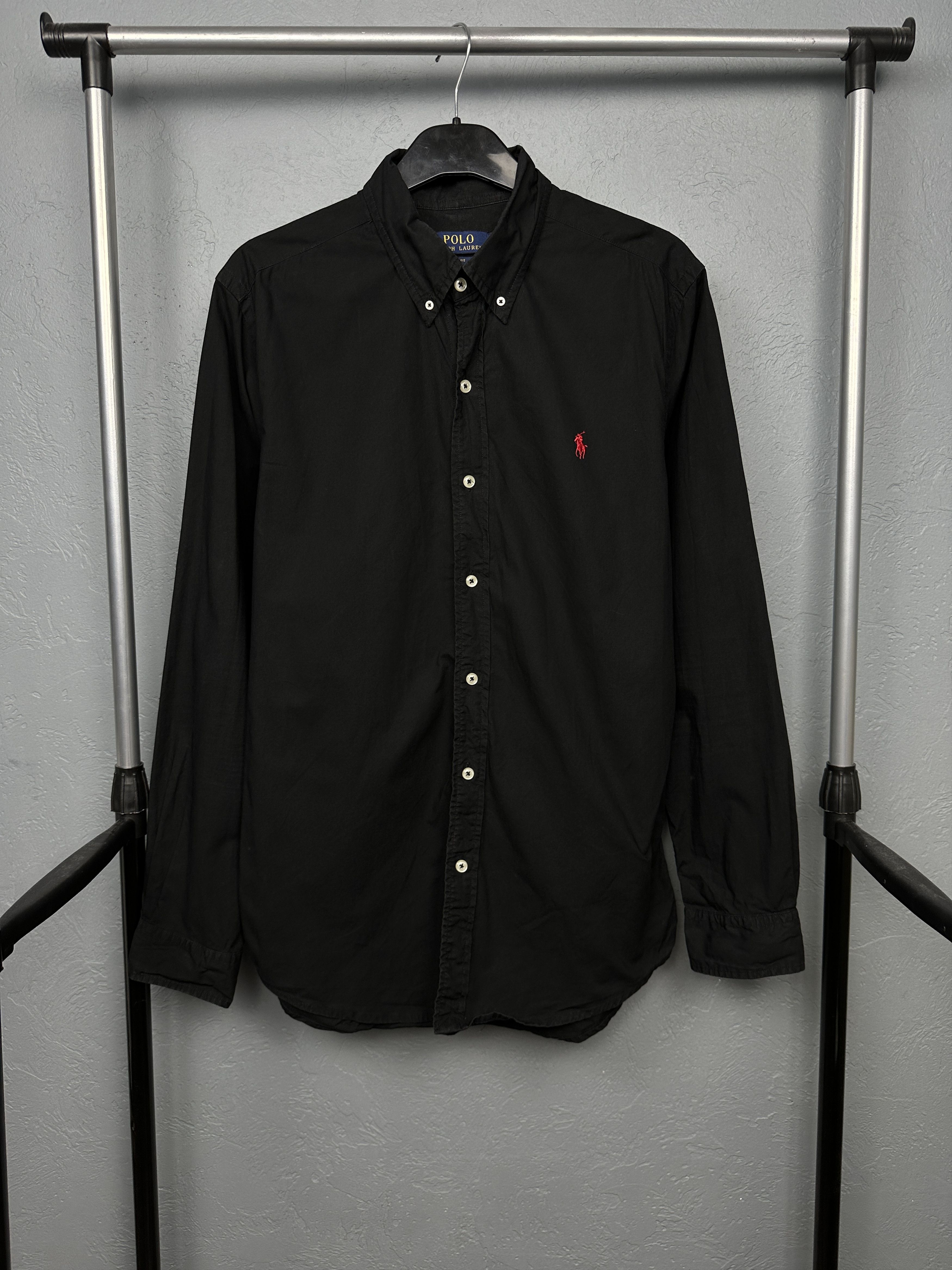 Polo Ralph Lauren Mens Black Long Sleeve Shirt Y2K