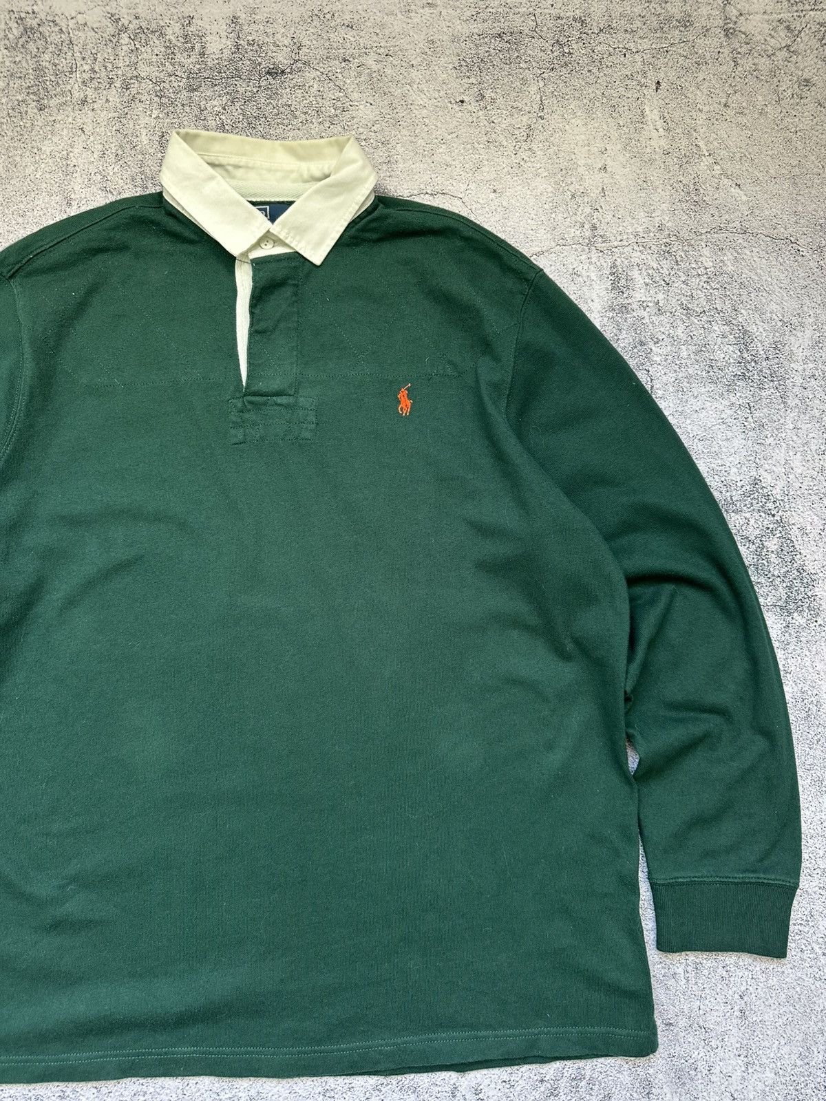 Polo Ralph Lauren Vintage Polo Ralph Lauren Sweatshirt Green Fit Orange Logo Size US L / EU 52-54 / 3 - 4 Thumbnail