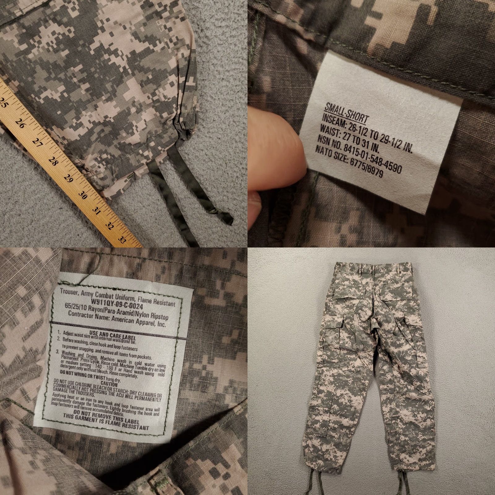 American Apparel VINTAGE New Camo Pants 31x32 Army Combat Uniform Flame Resistant Small FR Button Fly Size US 29 - 8 Thumbnail