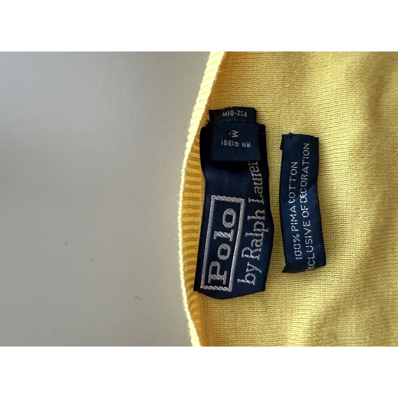 Polo Ralph Lauren Polo Ralph Lauren Men's XL Pullover Sweater V-Neck Yellow Pima Cotton Classic Size US XL / EU 56 / 4 - 3 Thumbnail
