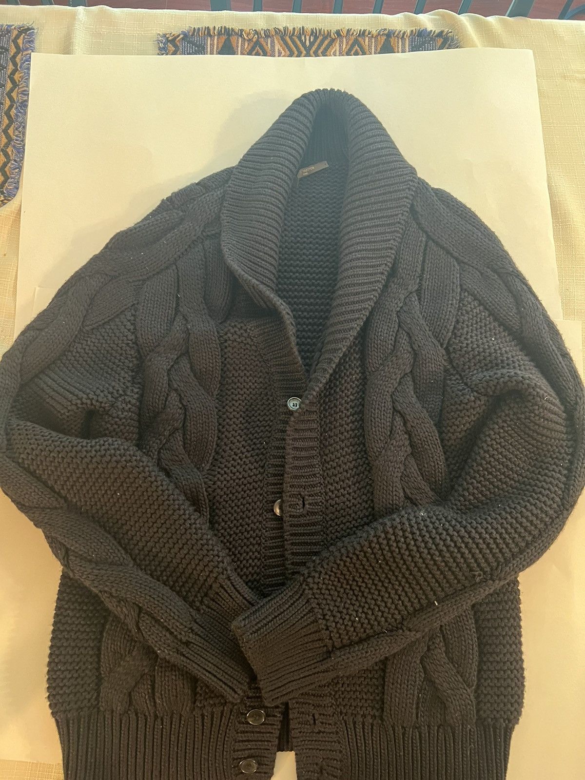 image of Louis Vuitton Cable Knit Sweater in Black, Men's (Size XL)