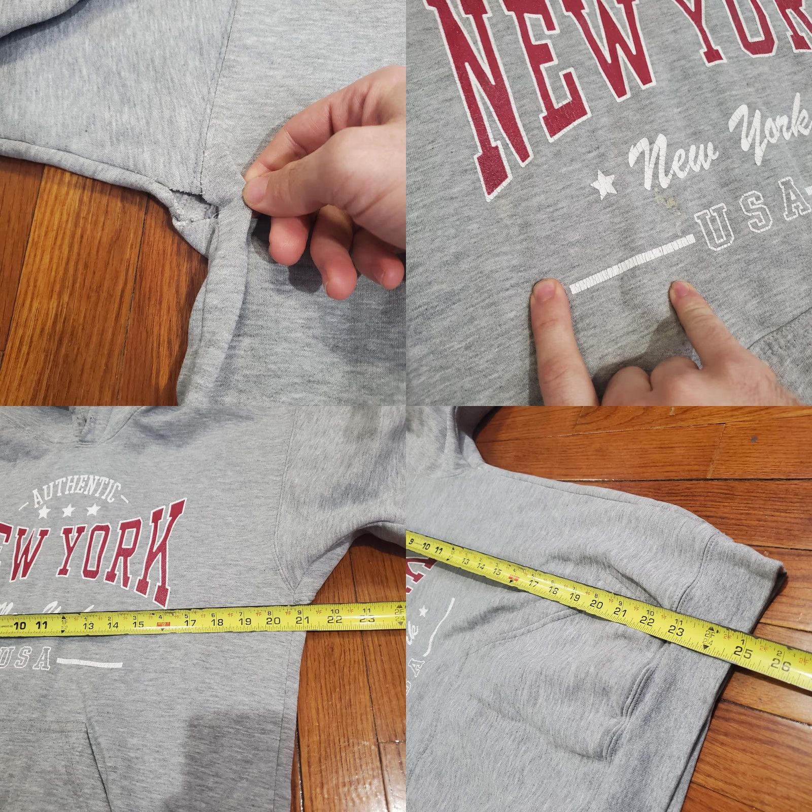 Vintage Point Sportswear Hoodie Mens Medium Gray New York City Pullover Sweatshirt Graphic Print Kangaroo Pocket Size US M / EU 48-50 / 2 - 8 Thumbnail